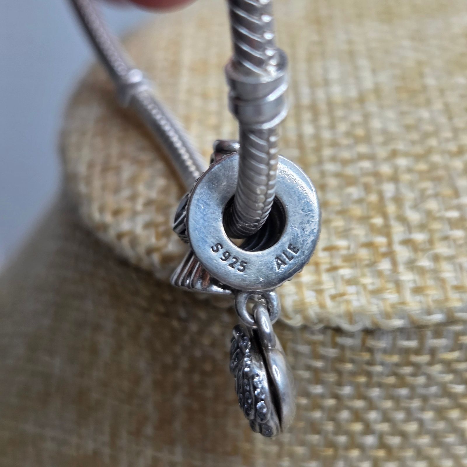 pandora Sterling Silver Pandora Bracelet W/ Angel & Heart Charm Size ONE SIZE - 5 Thumbnail
