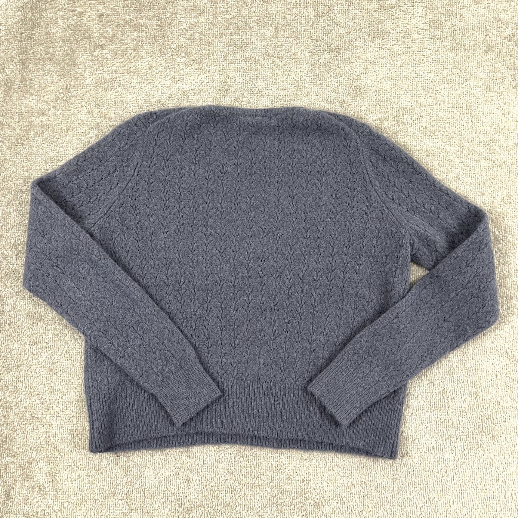 Boden BODEN Fluffy Pointelle Sweater Womens Medium Cropped Blue Wool Mohair Crew Neck Size M / US 6-8 / IT 42-44 - 7 Thumbnail