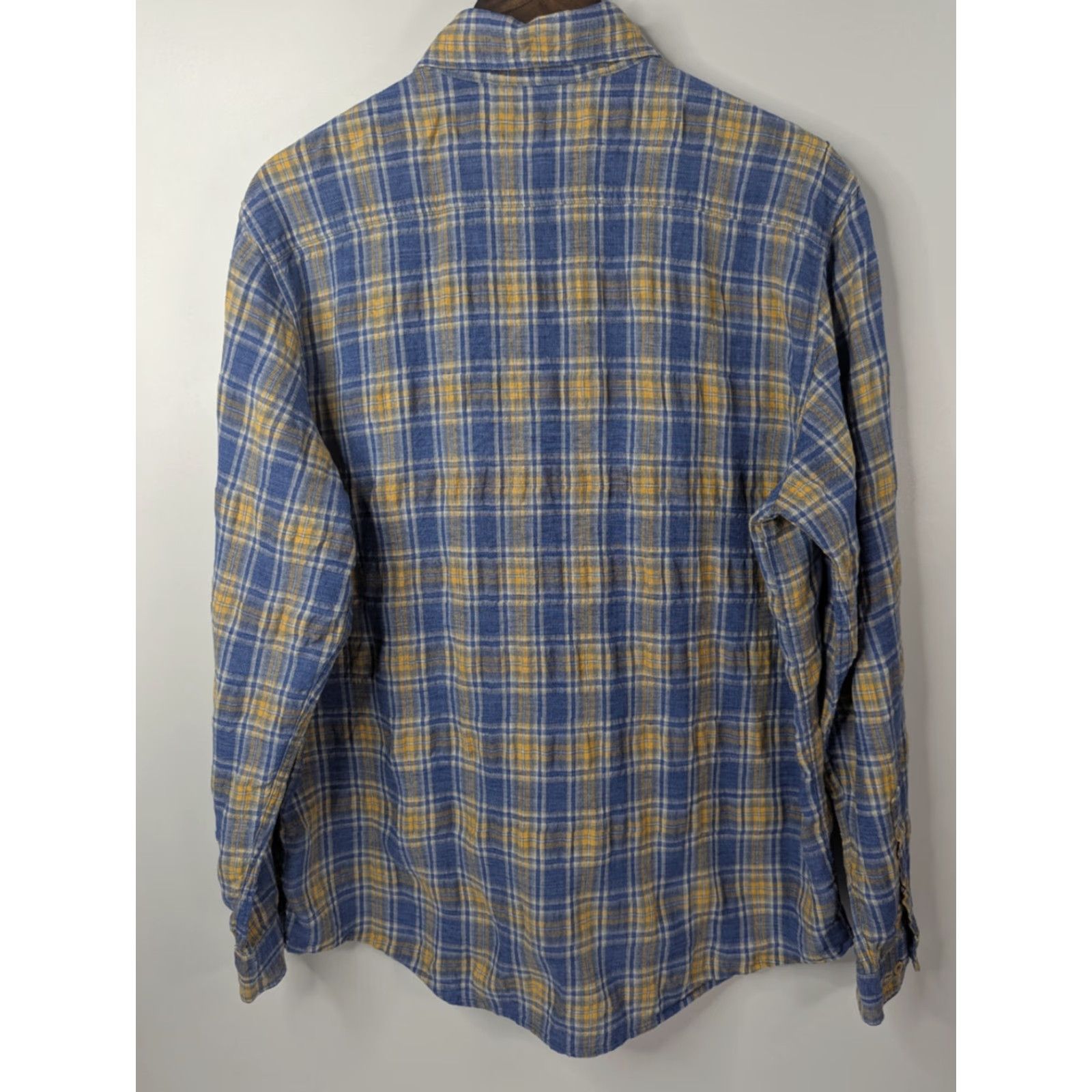 The Territory Ahead The Territory Ahead Men Shirt Size Large L/S Plaid Linen Sorona Yellow Blue Size US L / EU 52-54 / 3 - 4 Thumbnail