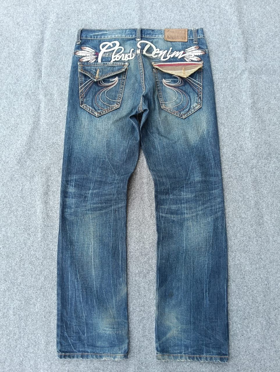 Cloud72 Denim Y2K Style Embroidered Graphic jeans.