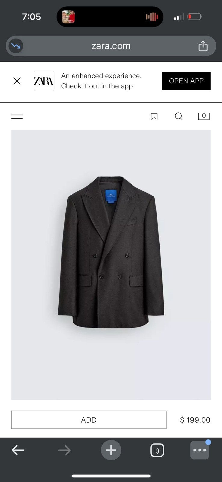 Other DOUBLE BREASTED WOOL SUIT BLAZER AARON LEVINE X ZARA size 38 Size US M / EU 48-50 / 2 - 9 Thumbnail