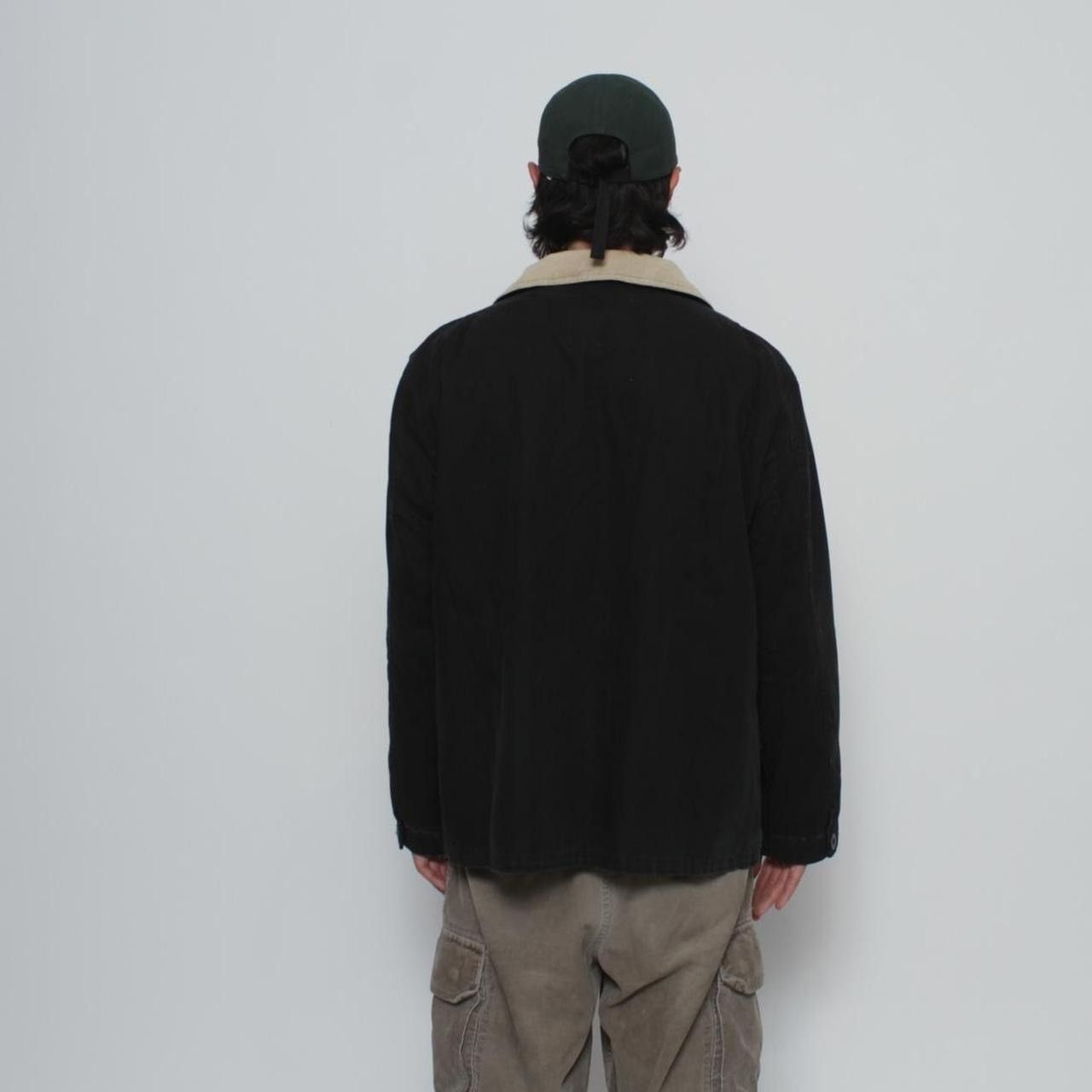 Vintage BLACK BUTTON UP CHORE JACKET WITH TAN CORDUROY COLLAR Size US L / EU 52-54 / 3 - 5 Thumbnail
