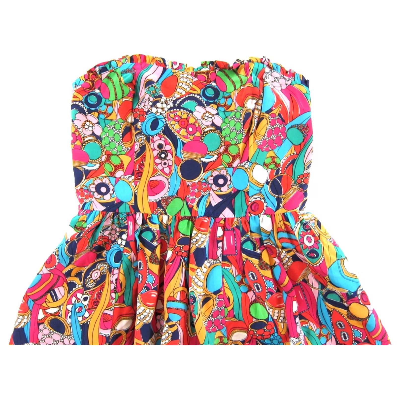 Lilly Pulitzer Lilly Pulitzer 100% Silk Pink Green Blue Bling My Chimes Strapless Dress Size 0 Size XS / US 0-2 / IT 36-38 - 4 Thumbnail