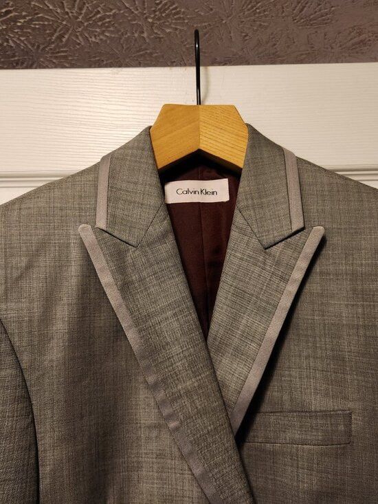 Calvin Klein CALVIN Klein men's gray 100%wool tuxedo jacket size: 37R Size 36R - 2 Thumbnail