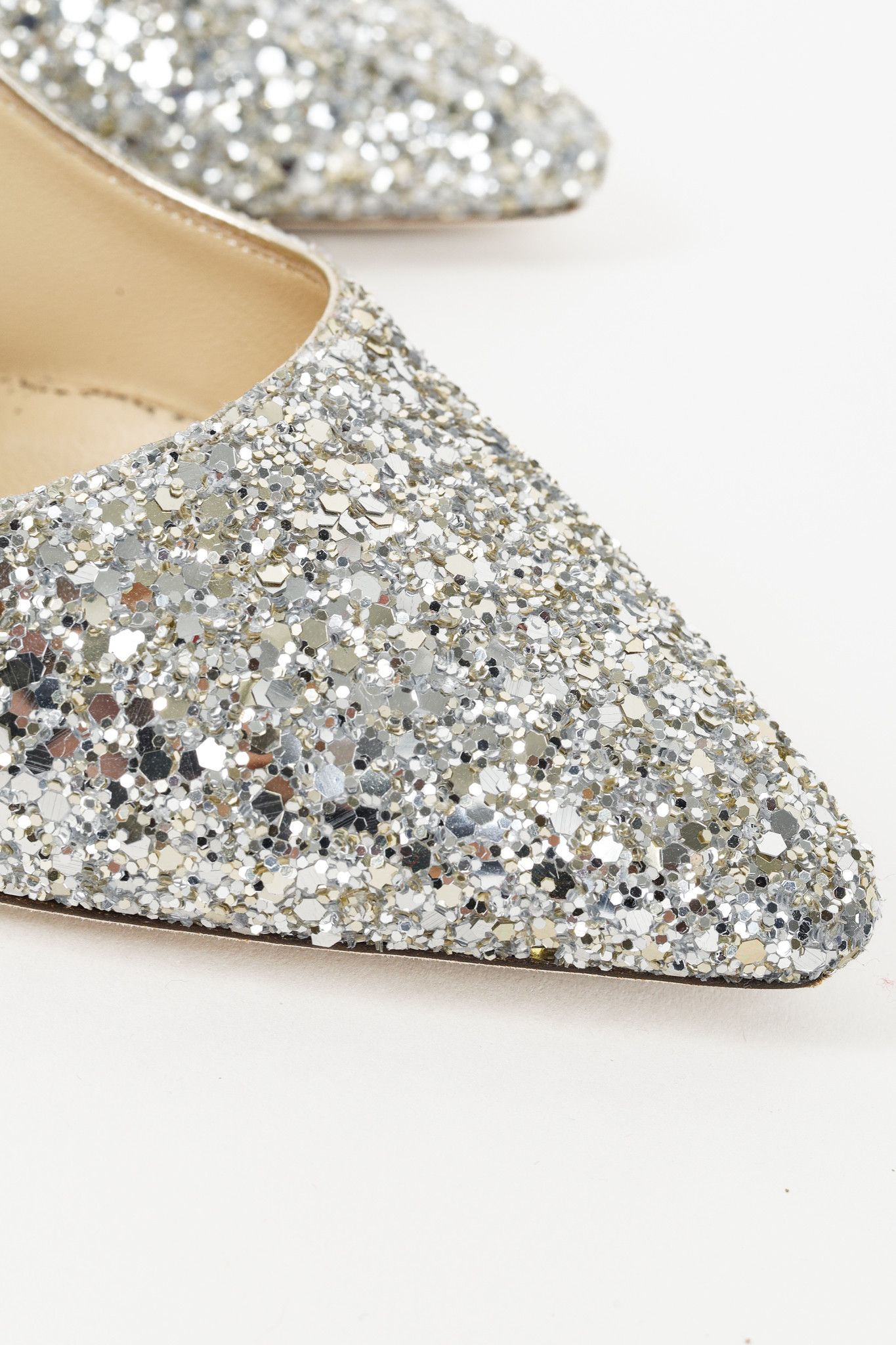 Jimmy Choo Jimmy Choo Romy 85 Silver Champagne Glitter Pumps Size US 7 / IT 37 - 7 Thumbnail