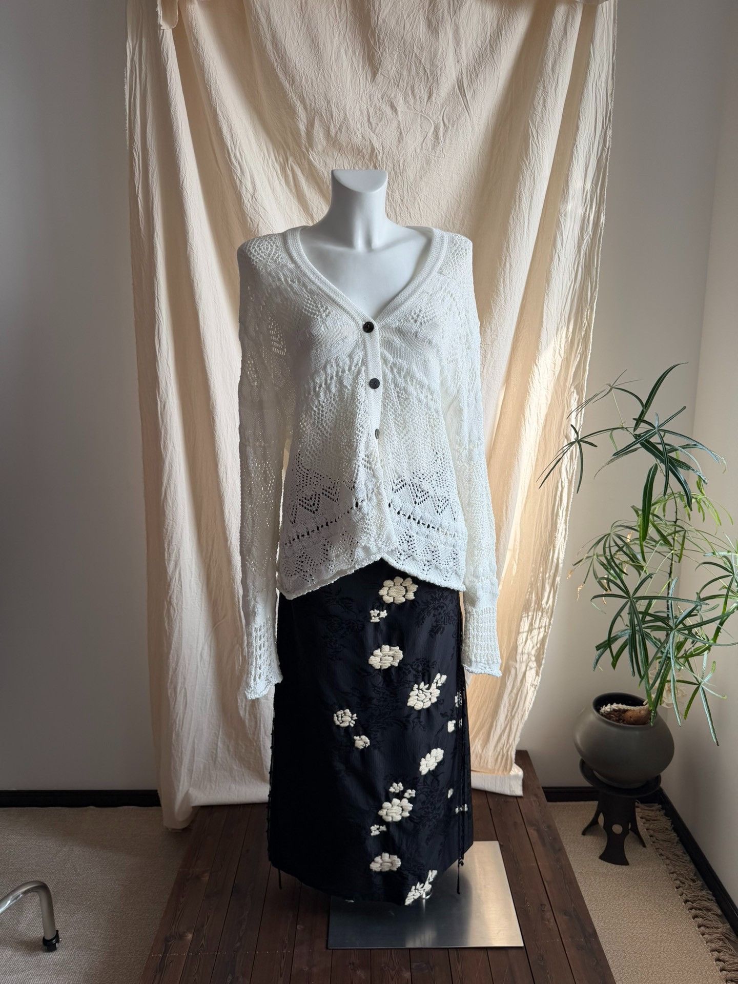Y's Y'sforliving Cotton Knit Openwork Cardigan Size M / US 6-8 / IT 42-44 - 1 Thumbnail