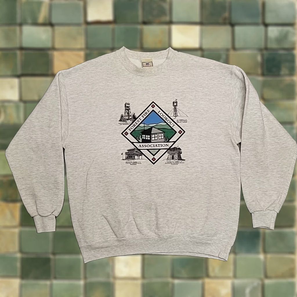 Lee VTG Lee Sweatshirt Mens L Gray Forest Fire Lookout Association Graphic Gorpcore Size US L / EU 52-54 / 3 - 1 Thumbnail