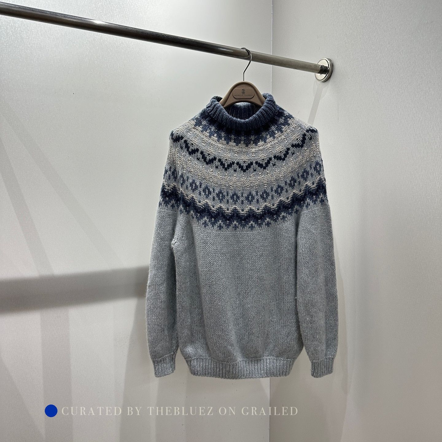 Loro Piana Gray Turtleneck Patterned Sweater Size US S / EU 44-46 / 1 - 1 Thumbnail