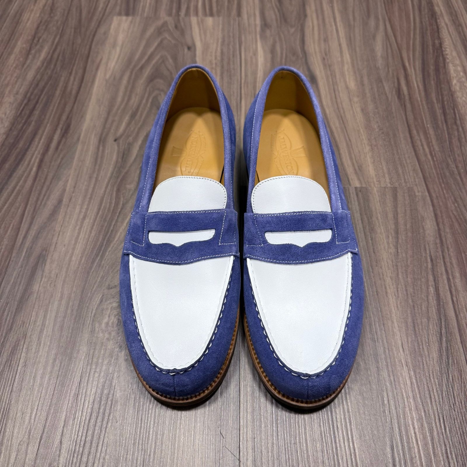 J.M. Weston JM Weston 180 Blue & White Penny Loafers Size 9.5US / 8.5UK Size US 9.5 / EU 42-43 - 1 Thumbnail