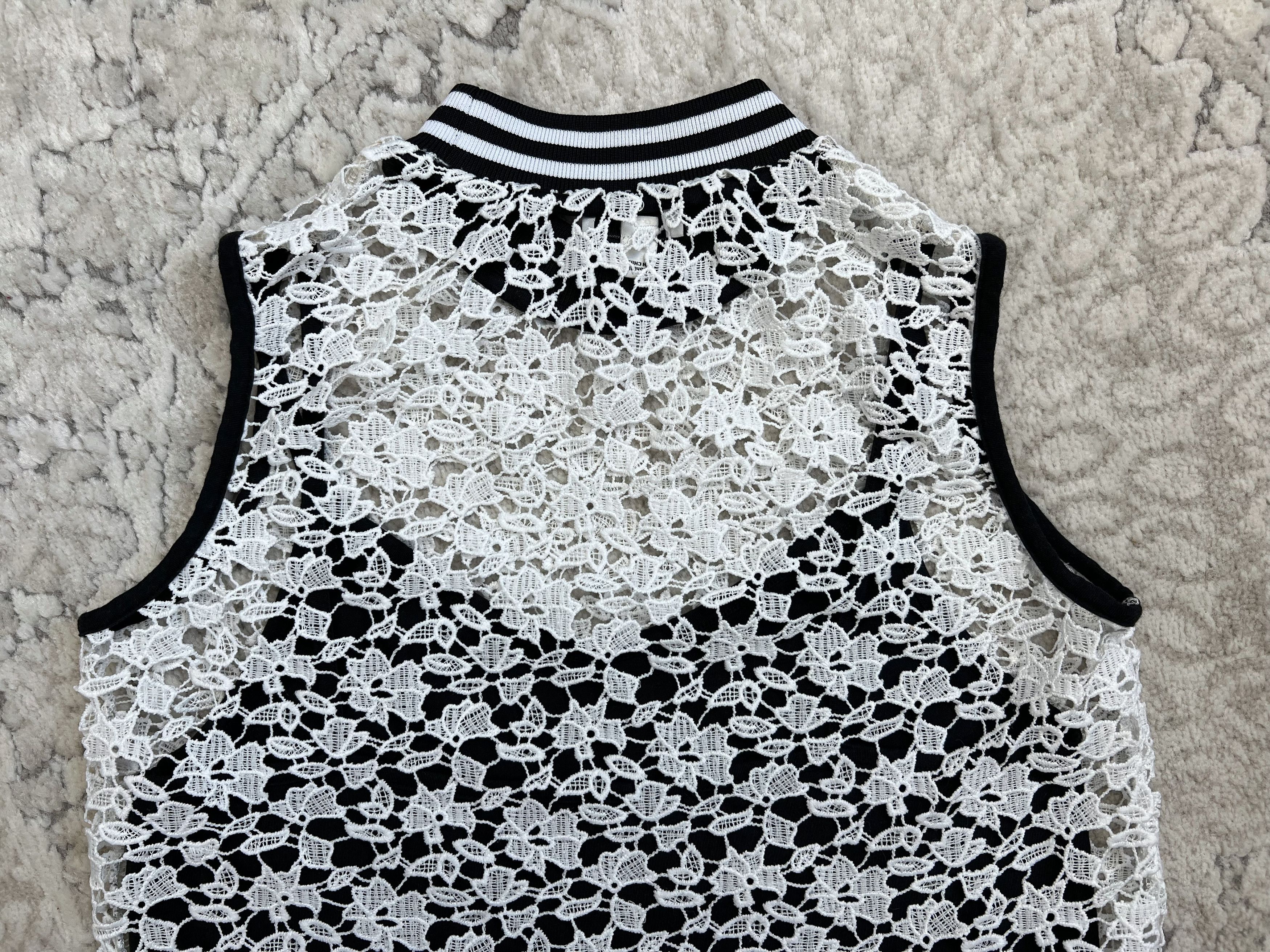 True Religion True Religion XS Lace Mesh Tank Top Black White High Neck Size XS / US 0-2 / IT 36-38 - 11 Thumbnail