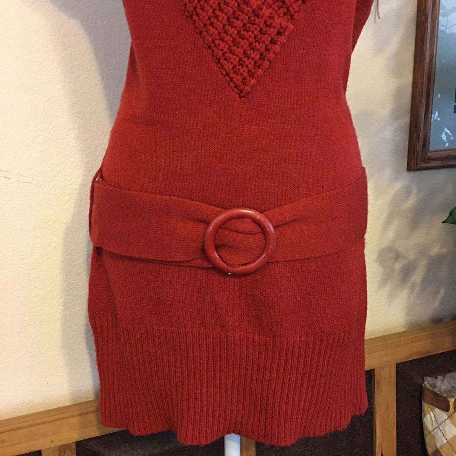 Other It’s Our Time fall orange v neck belted sweater Size L / US 10 / IT 46 - 2 Thumbnail