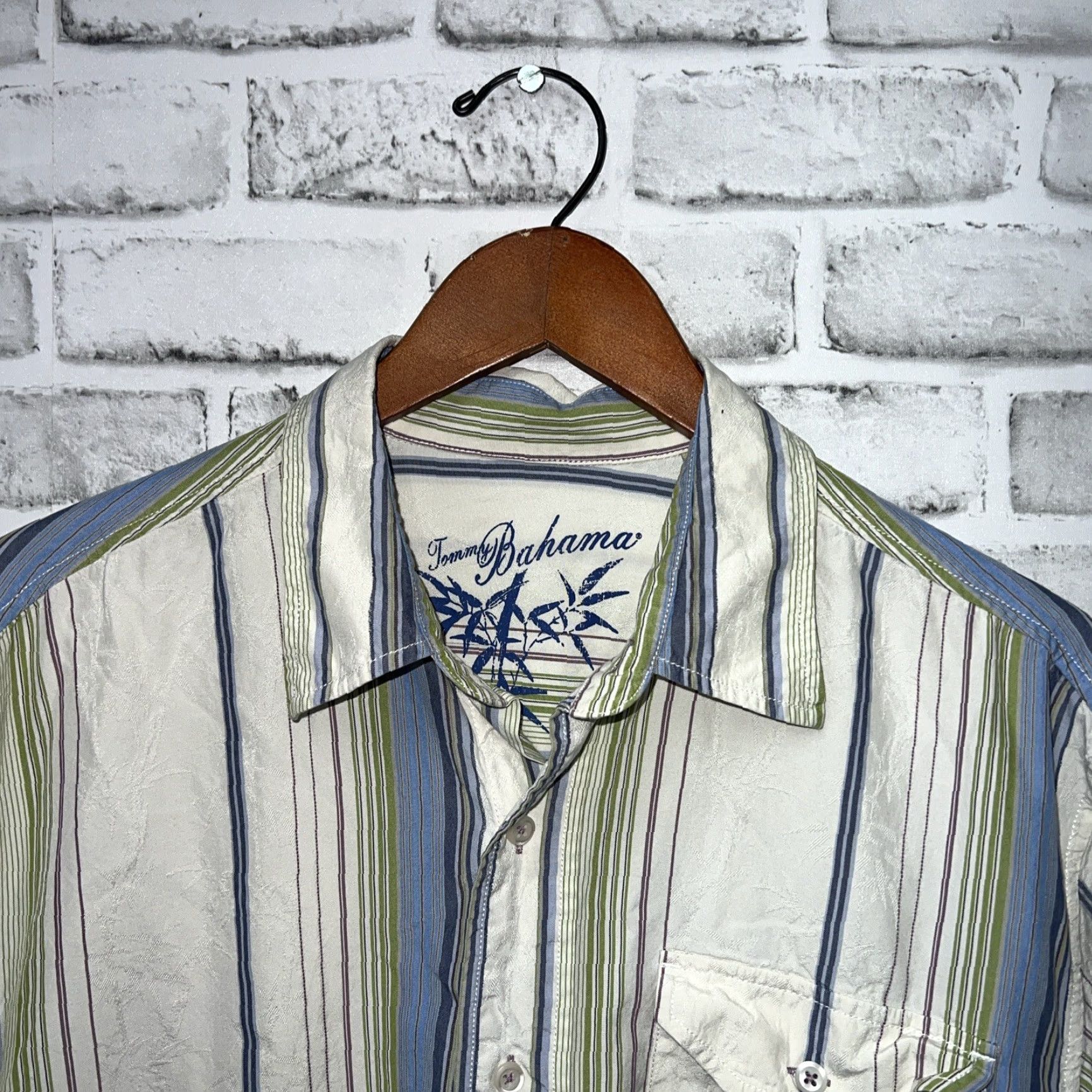 Tommy Bahama Tommy Bahama Shirt Mens L Silk Blend Striped Button-Up Multicolor Longsleeve Short Sleeve Size US L / EU 52-54 / 3 - 2 Thumbnail