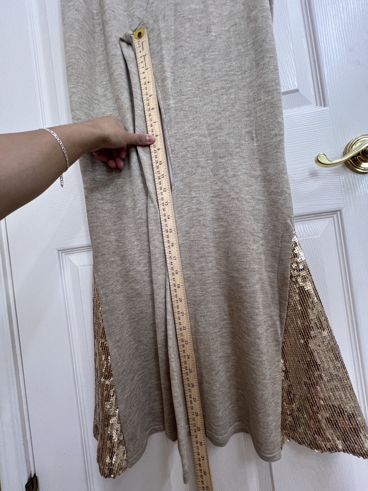 Christian Siriano Christian Siriano Beige wide leg pants with sequin size XL Size 36" / US 14 / IT 50 - 6 Thumbnail