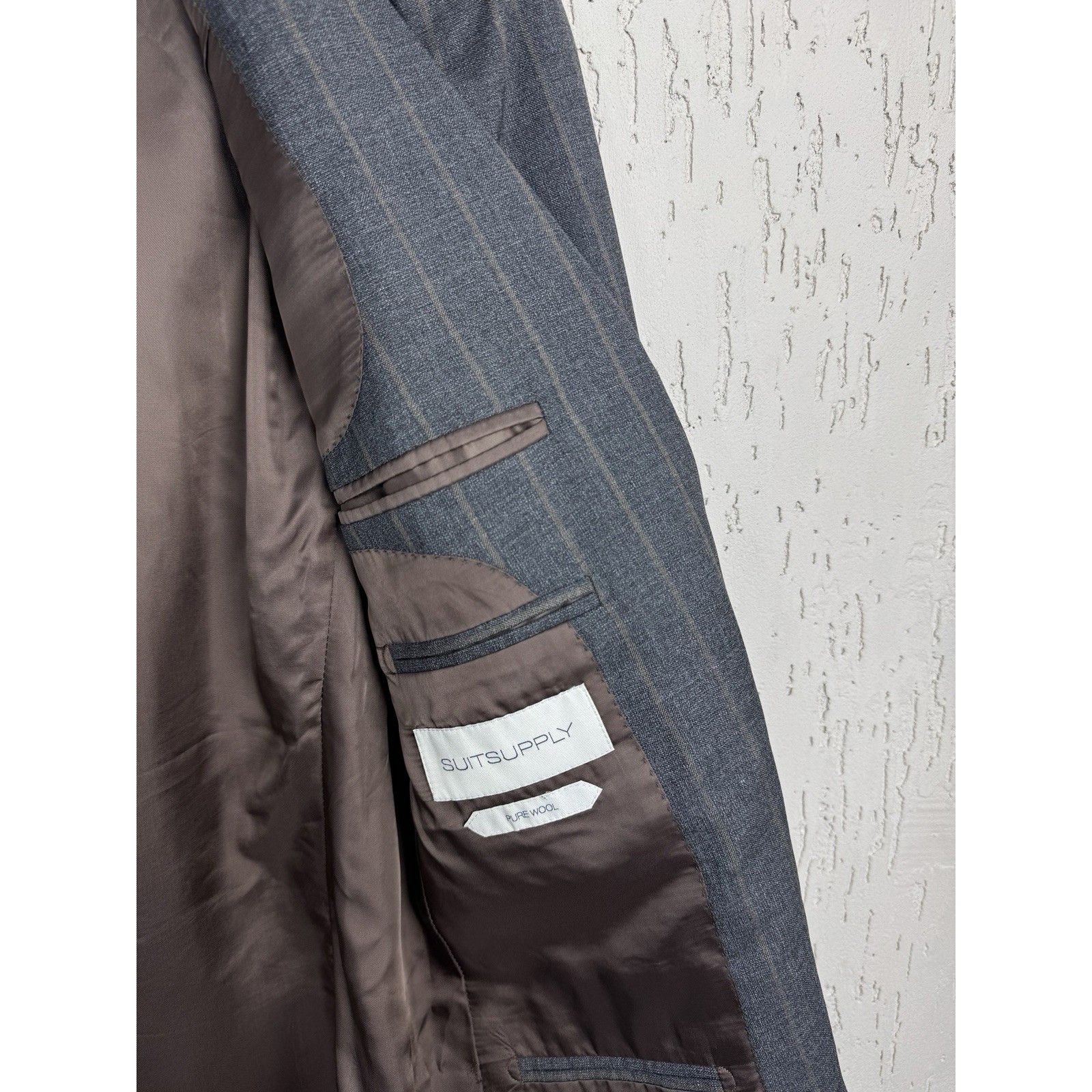 Suitsupply Suitsupply Gray Striped Havana VBC Wool Blazer Sport Jacket Size 36R - 9 Thumbnail