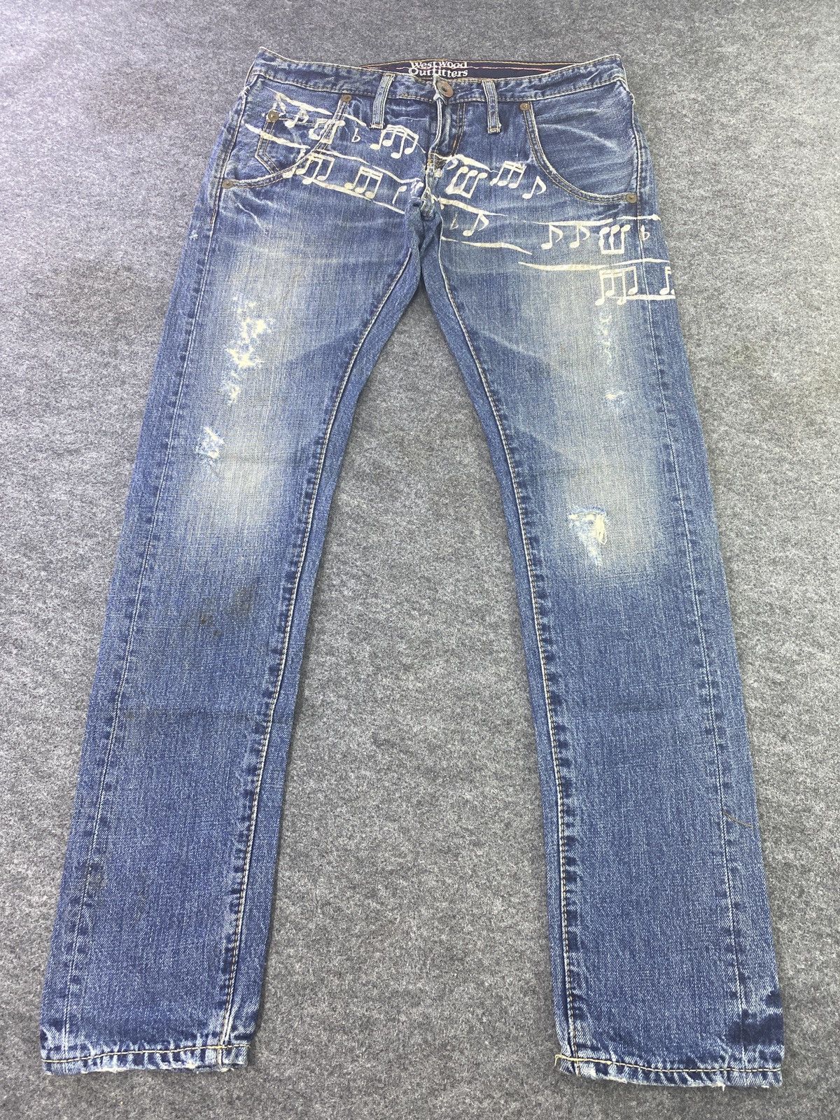 Japanese Brand Westwood Outfitters Distress Blue Wash Denim - J855 Size 31" - 2 Thumbnail