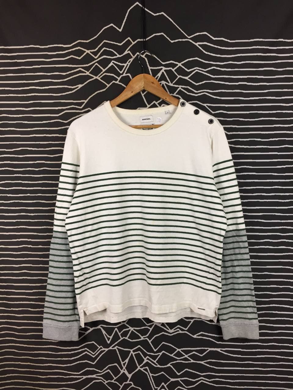 Diesel Diesel Proud And Free Breton Nautical Stripe Long Sleeve Tee Size US M / EU 48-50 / 2 - 2 Thumbnail