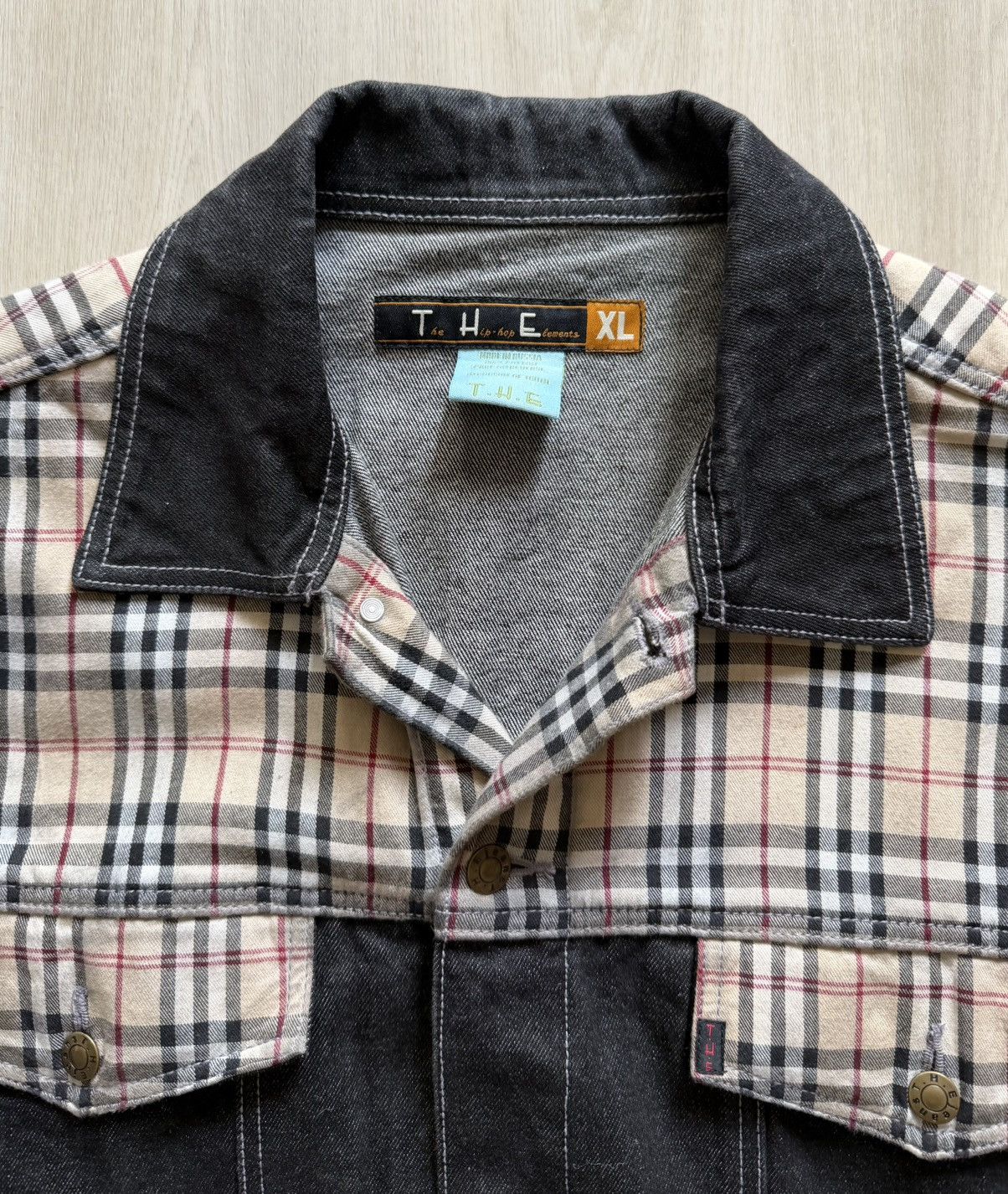 Vintage 90s The Hip Hop Elements Denim - Plaid Jacket / Jeans XL Size US XL / EU 56 / 4 - 3 Thumbnail