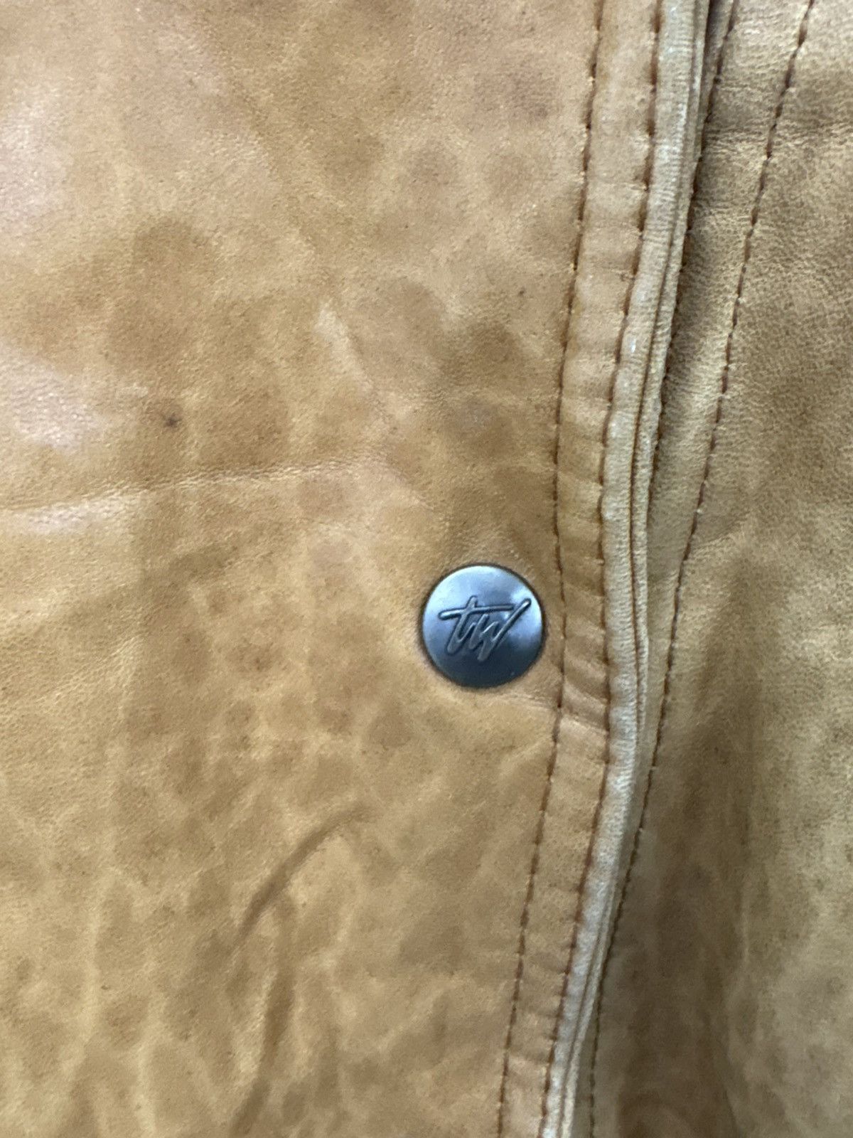 Rare Vintage 80s Patina Leather Bomber Jacket Double Collar