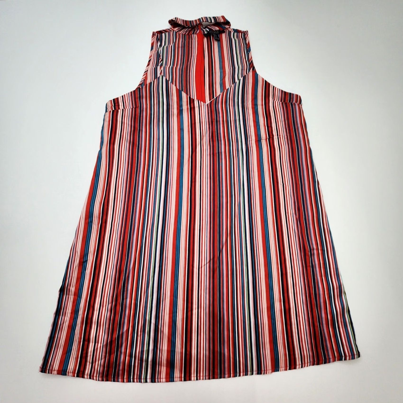 FOREVER 21 Dress Womens XL Multicolor Striped Halter Tank Shift Knee Length Polyester Casual Party