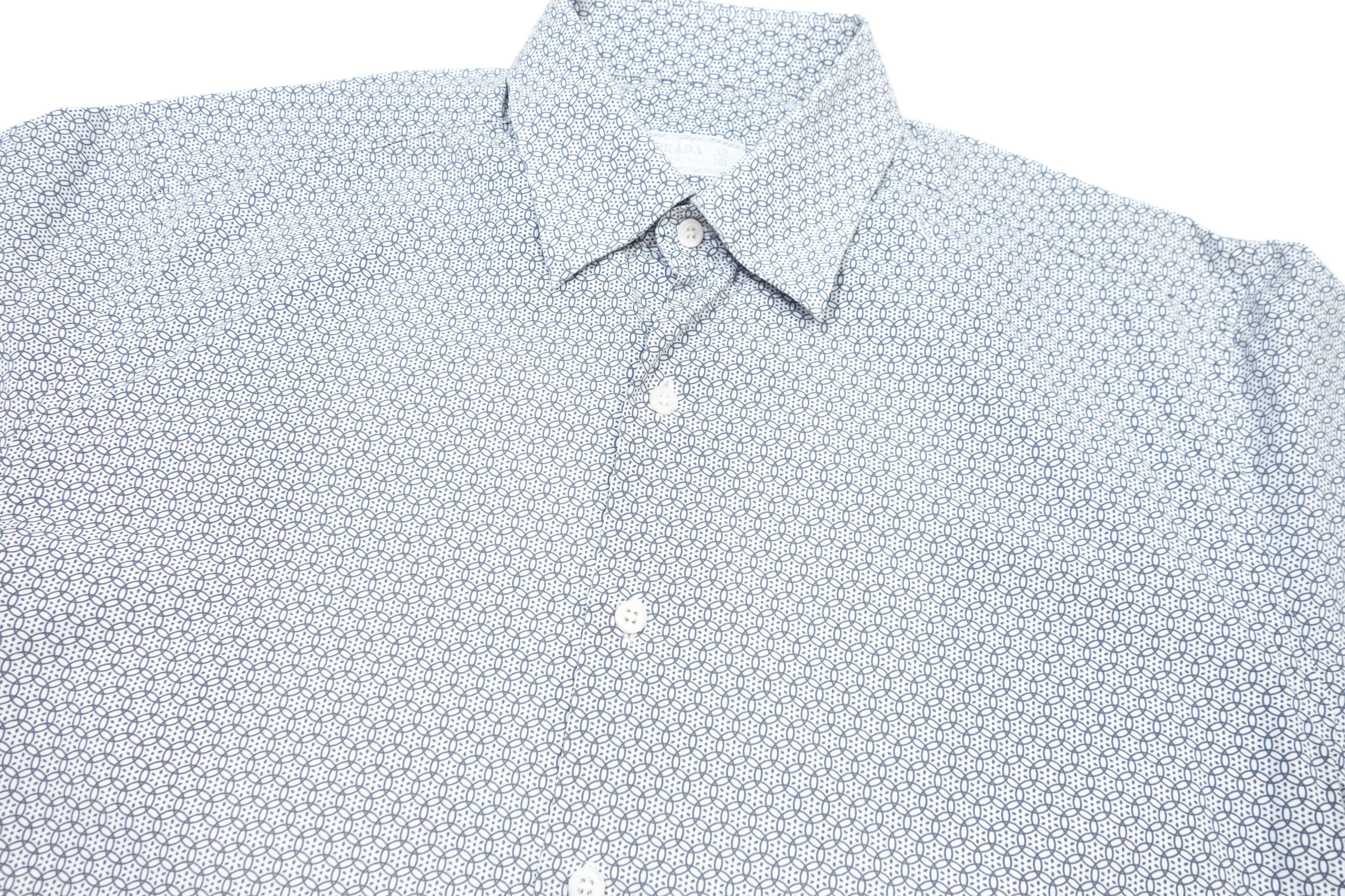 Prada Short Sleeve Button-Up Shirt Geometric Pattern Size US L / EU 52-54 / 3 - 2 Thumbnail