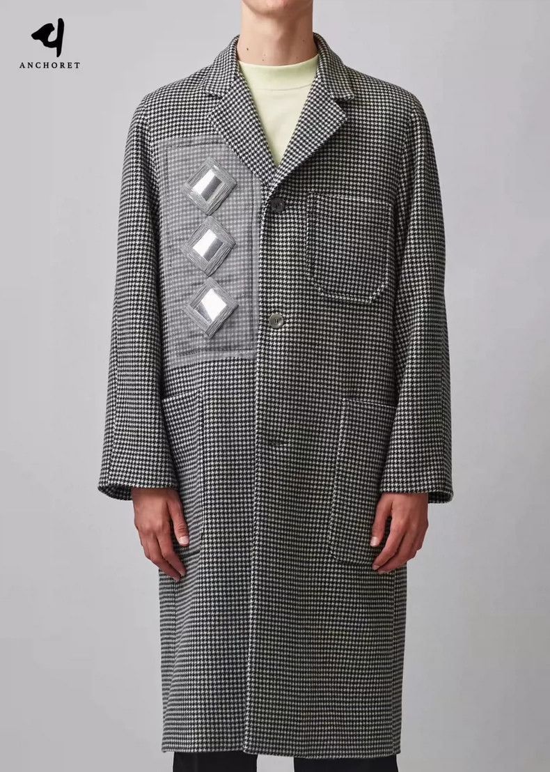 Rick Owens men's houndstooth wool blend coat Size US M / EU 48-50 / 2 - 5 Thumbnail