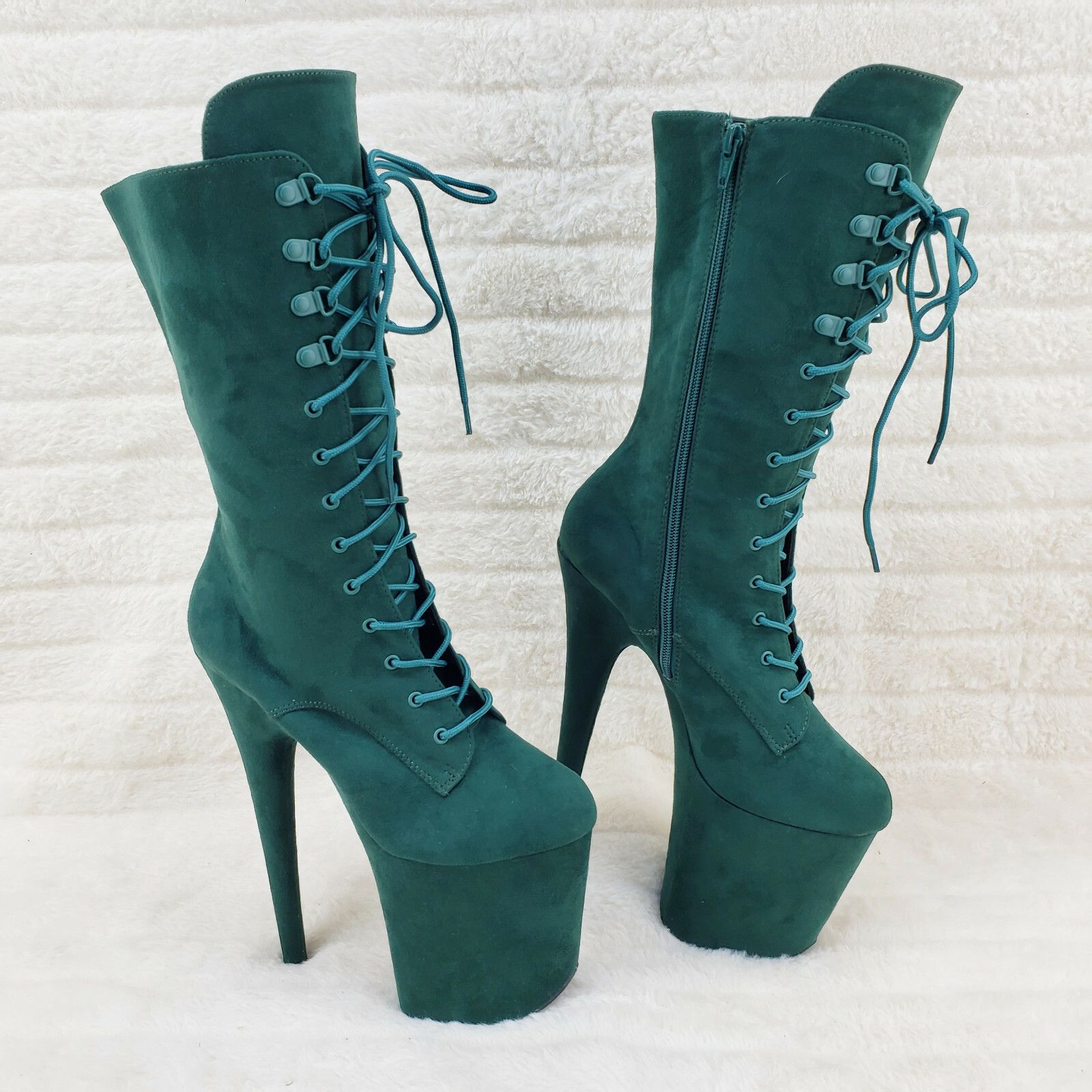 Other Flamingo 1050FS Emerald Green V-Suede 8" Heel Platform Mid C Size US 12 / IT 42 - 1 Thumbnail