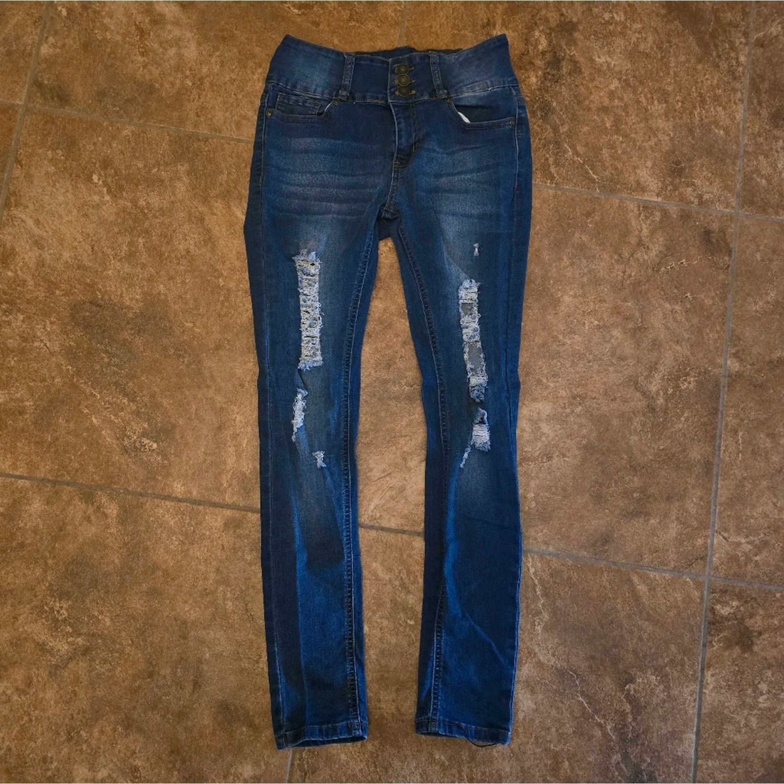 Other Dark Denim Distressed BAMBOO Skinny Jean Size 28" / US 6 / IT 42 - 1 Thumbnail