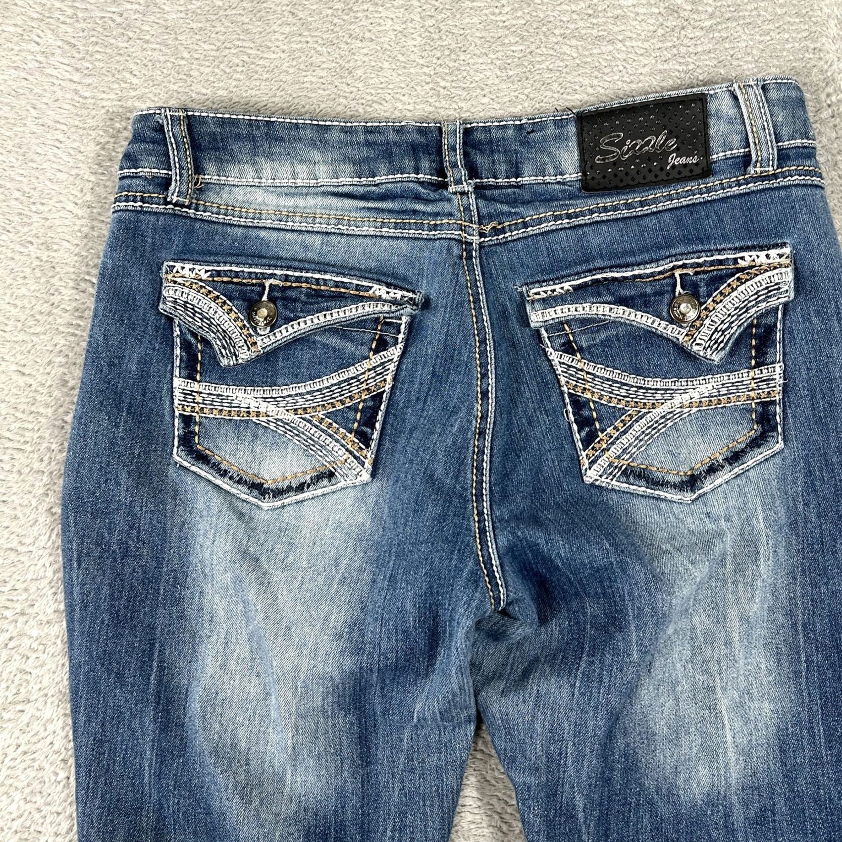 Denime Sizzle Jeans Womens 9 Distressed Skinny Stretch Embellished Pocket Denim Pants Size 30" / US 8 / IT 44 - 7 Thumbnail