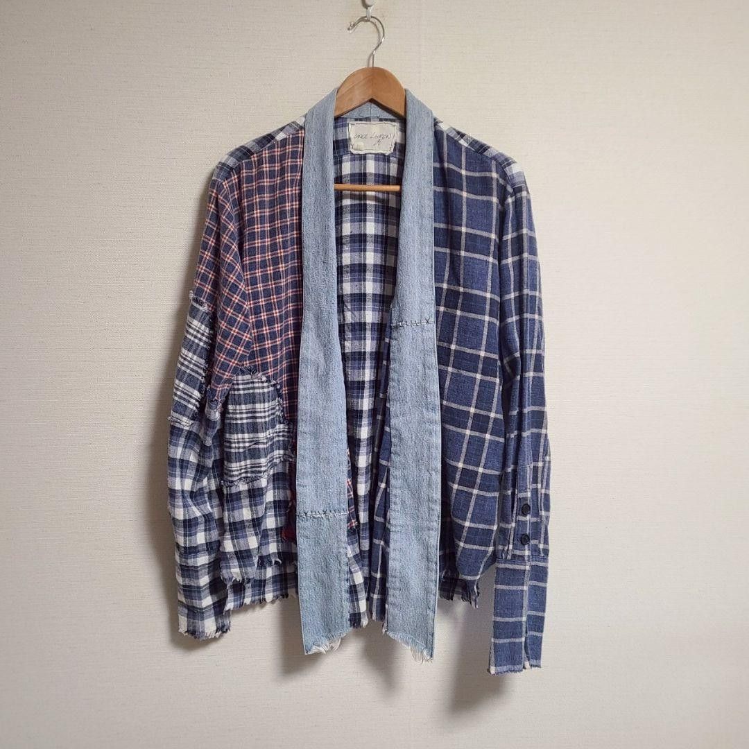 Greg Lauren GREG LAUREN Denim/ Check Remake Long Sleeve Shirt 2 Size US M / EU 48-50 / 2 - 1 Thumbnail