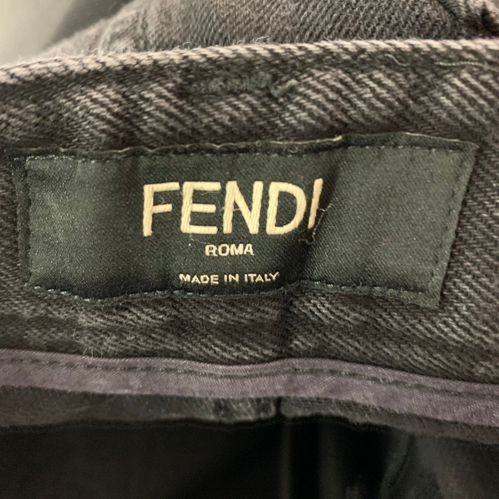 Fendi FENDI Size 33 Black White Logo Cotton Zip Fly Jeans Size US 33 - 5 Thumbnail