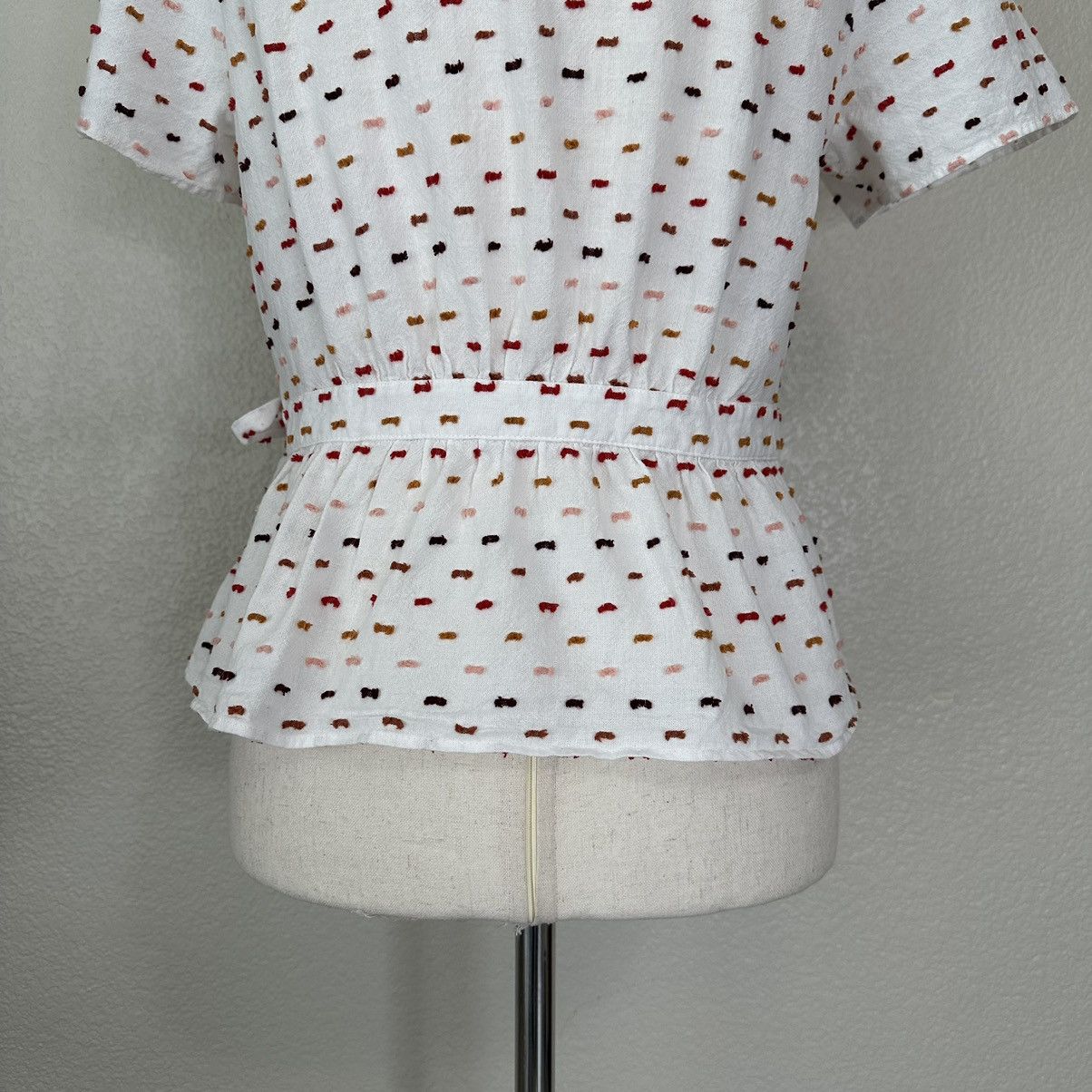 Madewell Ruffle-Hem Wrap Clipdot Blouse Top Size M / US 6-8 / IT 42-44 - 9 Thumbnail