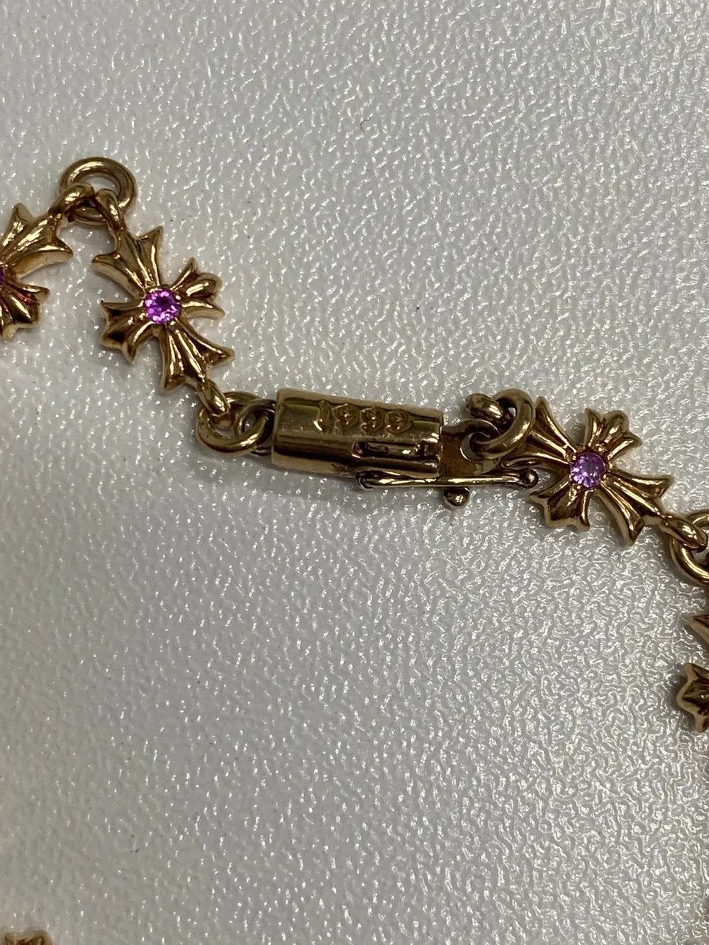 Chrome Hearts Chrome Hearts 22K Gold Pink Saph Tiny E Bracelet Size ONE SIZE - 7 Thumbnail