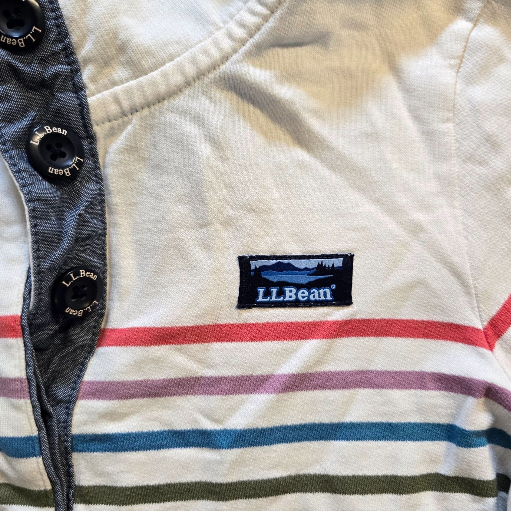 Vintage LL Bean Sweater Women Petite Small White Rainbow Rugby Stripe Preppy Casual Pullover Knit Mock Neck Long Sleeve Size S / US 4 / IT 40 - 3 Thumbnail