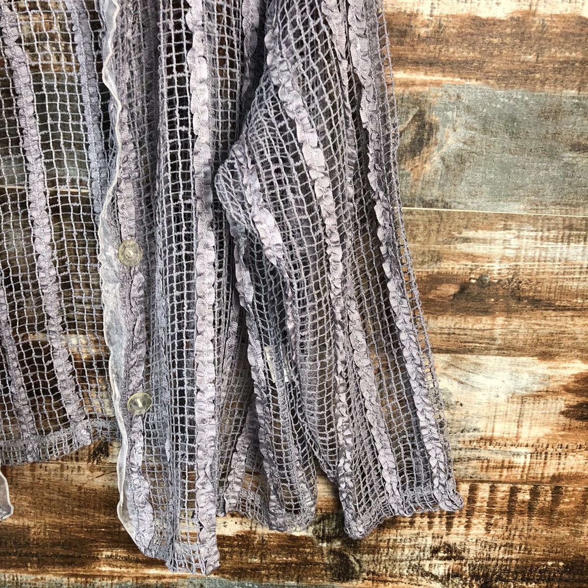 Japanese Brand K.Mitsuyo Grey crochet mesh net vintage sexy Cardigan #A1491 Size M / US 6-8 / IT 42-44 - 8 Thumbnail