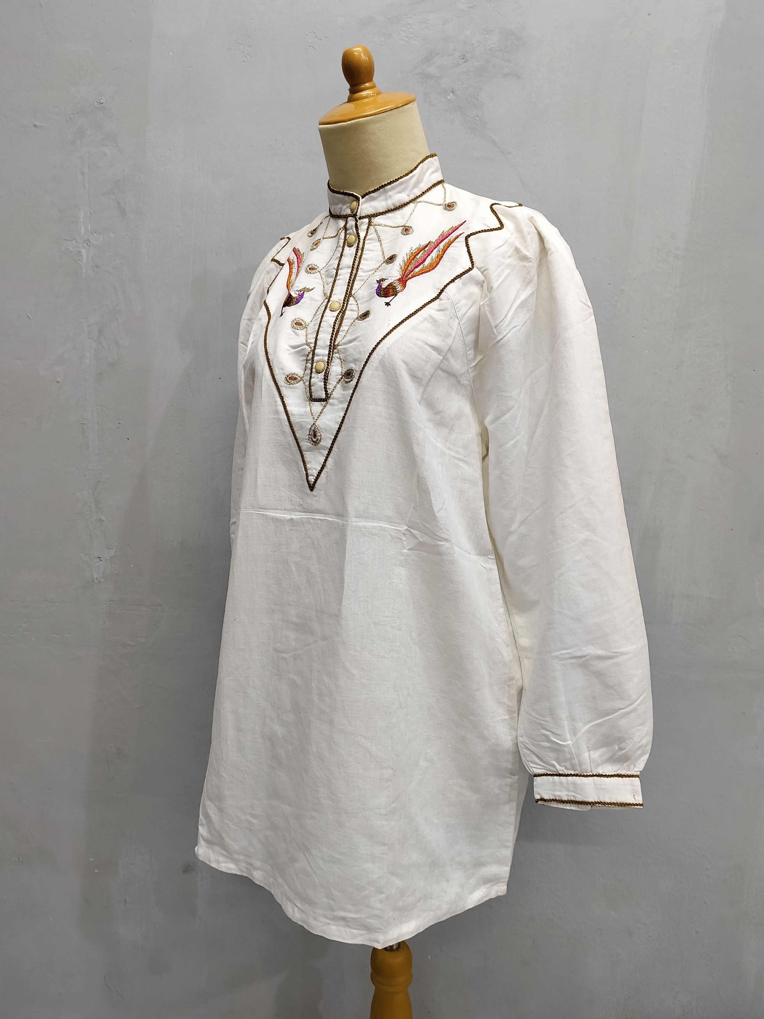 Kansai Yamamoto 80s Kansai- Archive Peacock Metalic Embroidered Blouses Size L / US 10 / IT 46 - 3 Thumbnail