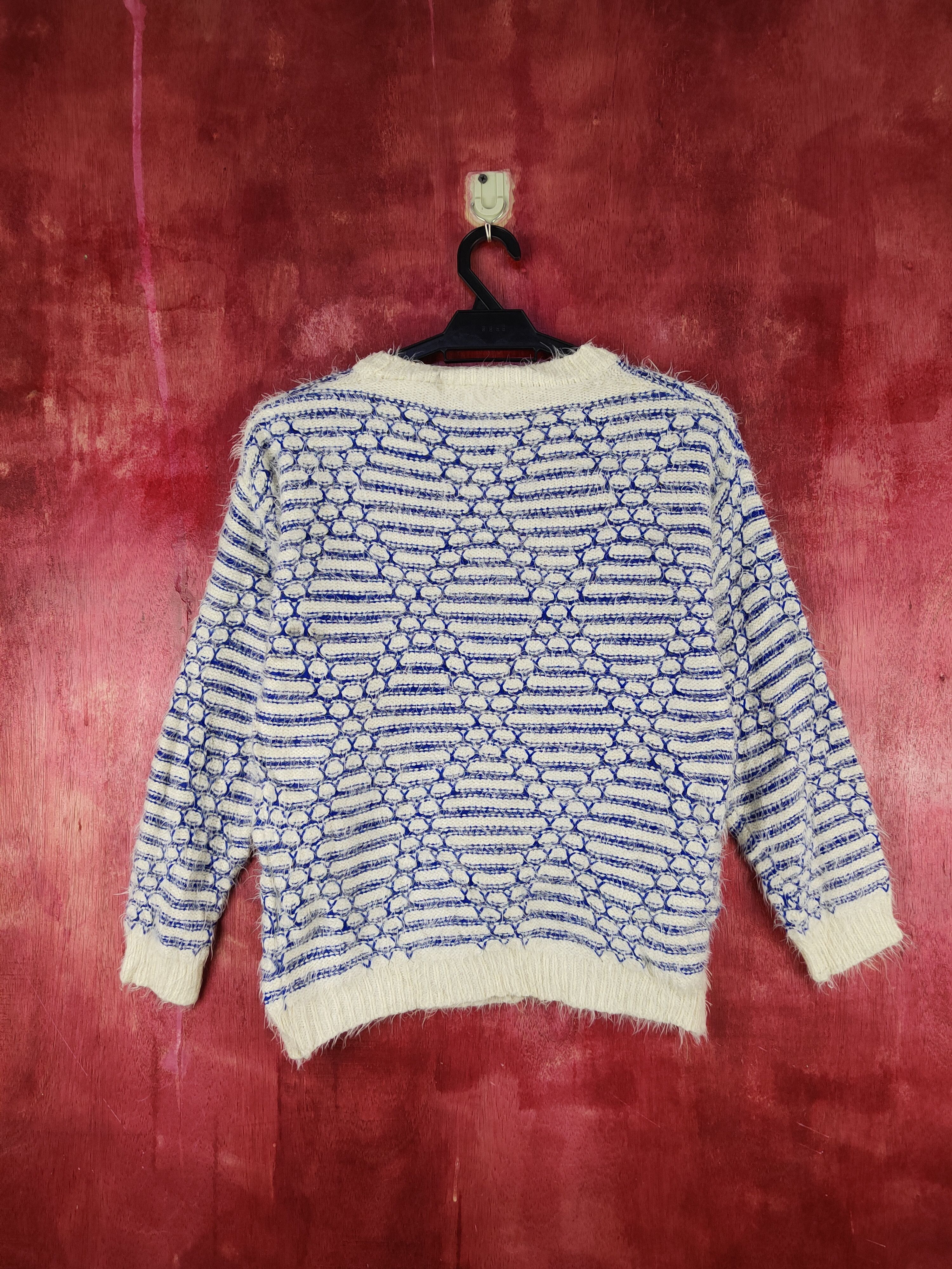 Homespun Knitwear Meirire Blue White Shag Shaggy Fur Mohair Knitwear #2001 Size S / US 4 / IT 40 - 7 Thumbnail