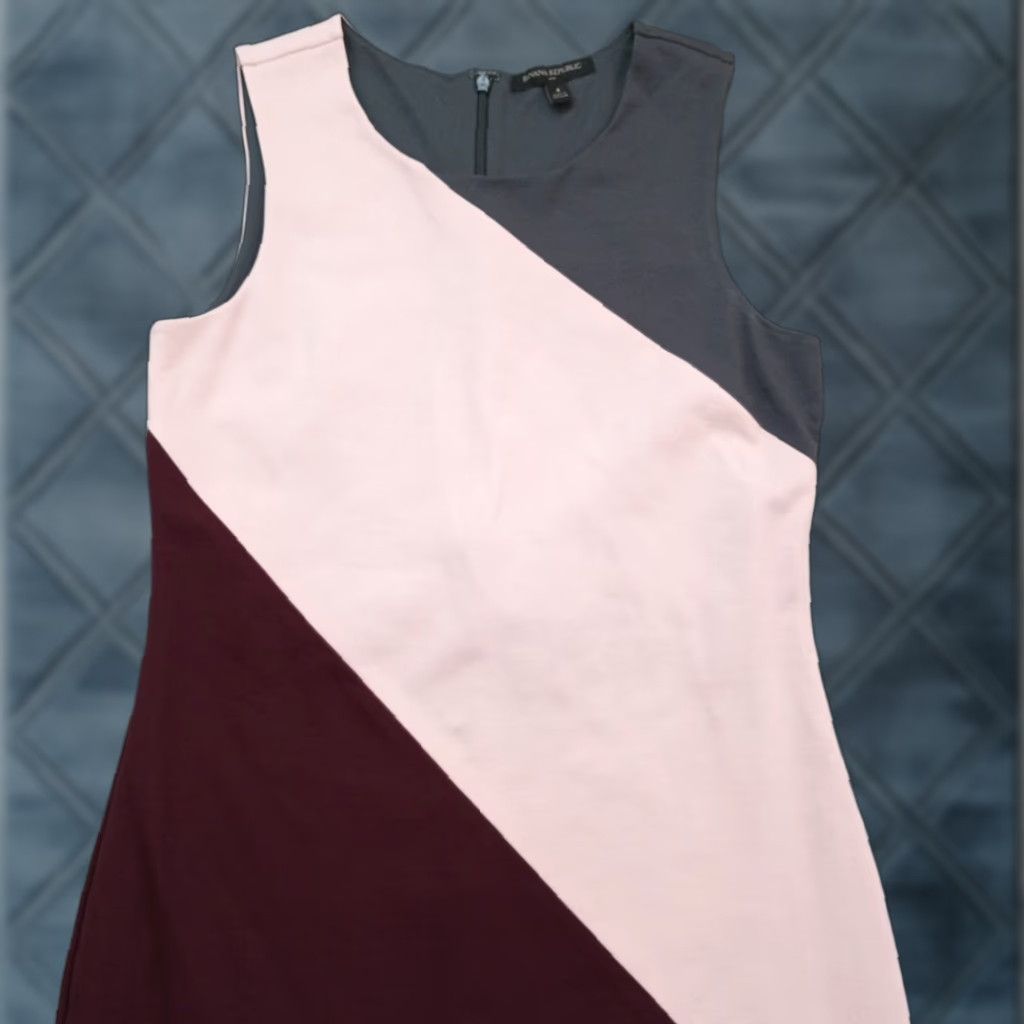 Banana Republic Banana Republic Sheath Dress Midi Pink Gray Sleeveless Round Neck Zip Lined 4 Women Regular Vintage No Size S / US 4 / IT 40 - 1 Thumbnail