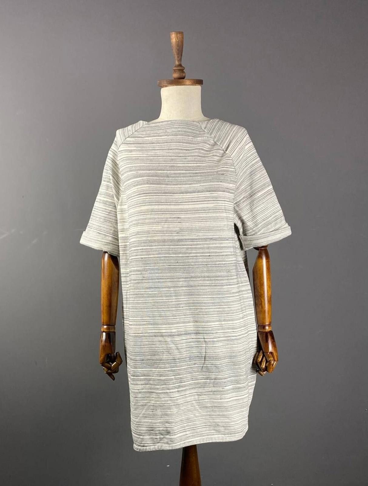 Designer Toast Gray Stripe Relaxed Sweater Midi Dress Size 10 Size XS / US 0-2 / IT 36-38 - 1 Thumbnail