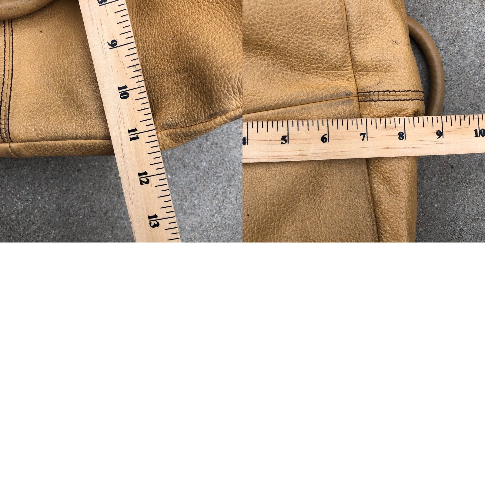 Vintage ADRIENNE VITTADINI Shoulder Hand Bag Purse Women's Tan Genuine Leather Boho - 16" W x 11" H x 7" D - Large - Shoulder Bag - Tan - Designer - Women Size ONE SIZE - 9 Thumbnail