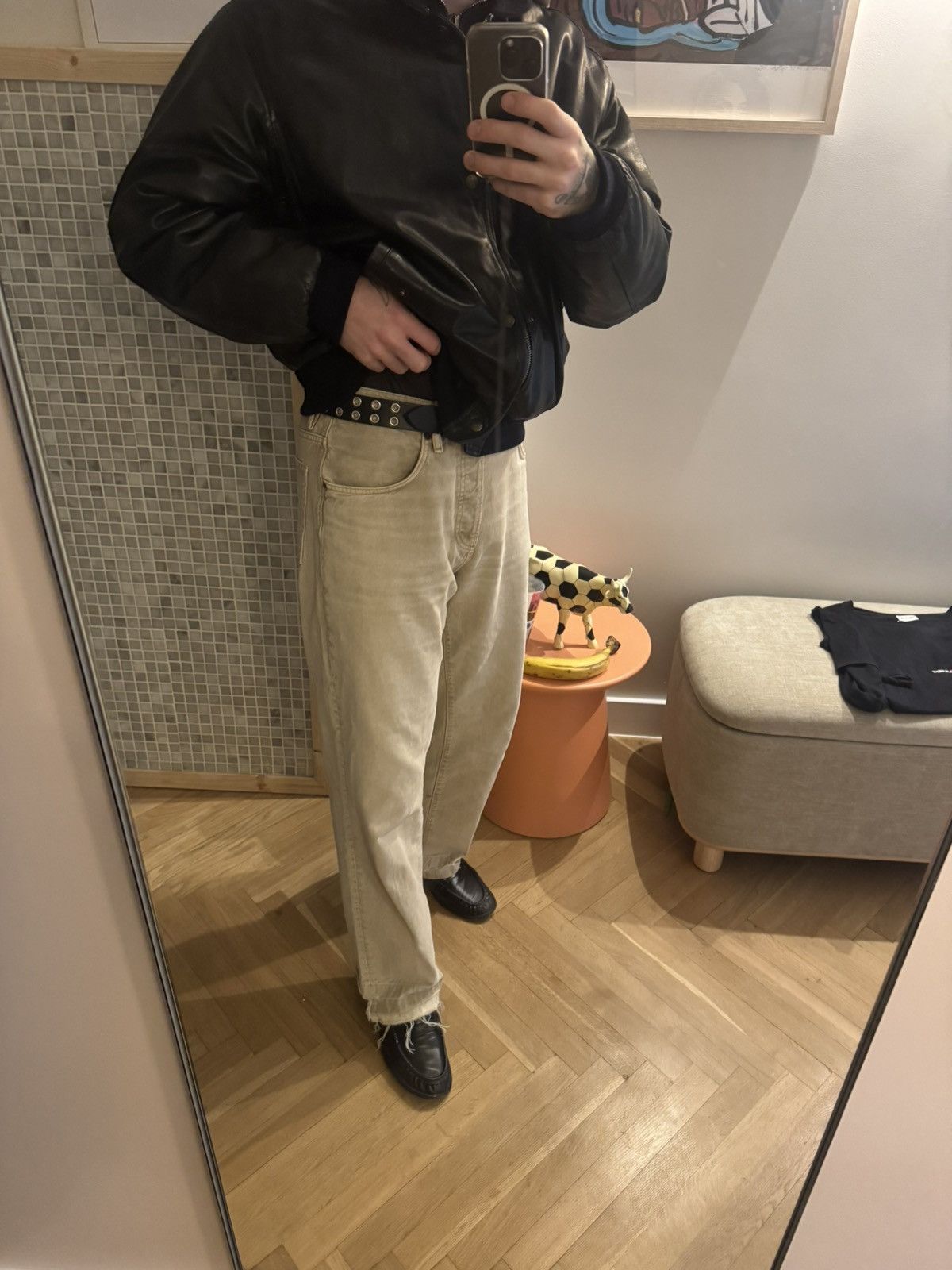 Acne Studios Acne Studios Loose Fit Washed Beige Denim Jeans Distressed Size US 30 / EU 46 - 9 Thumbnail
