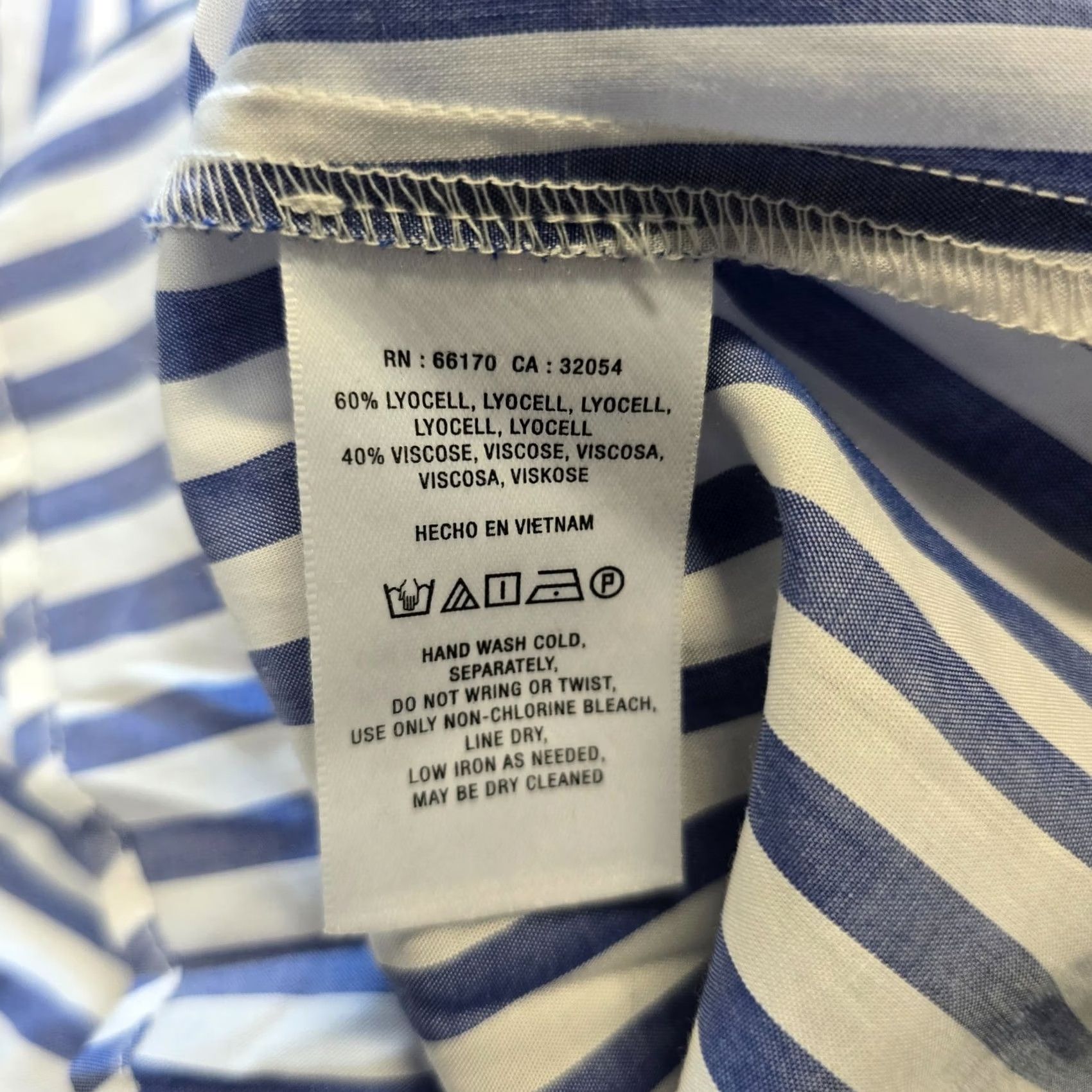 Vintage Pilcro Top Womens Size 6 Blue White Striped Laced Back Button Career Capsule Blouse Shirt Size M / US 6-8 / IT 42-44 - 7 Thumbnail