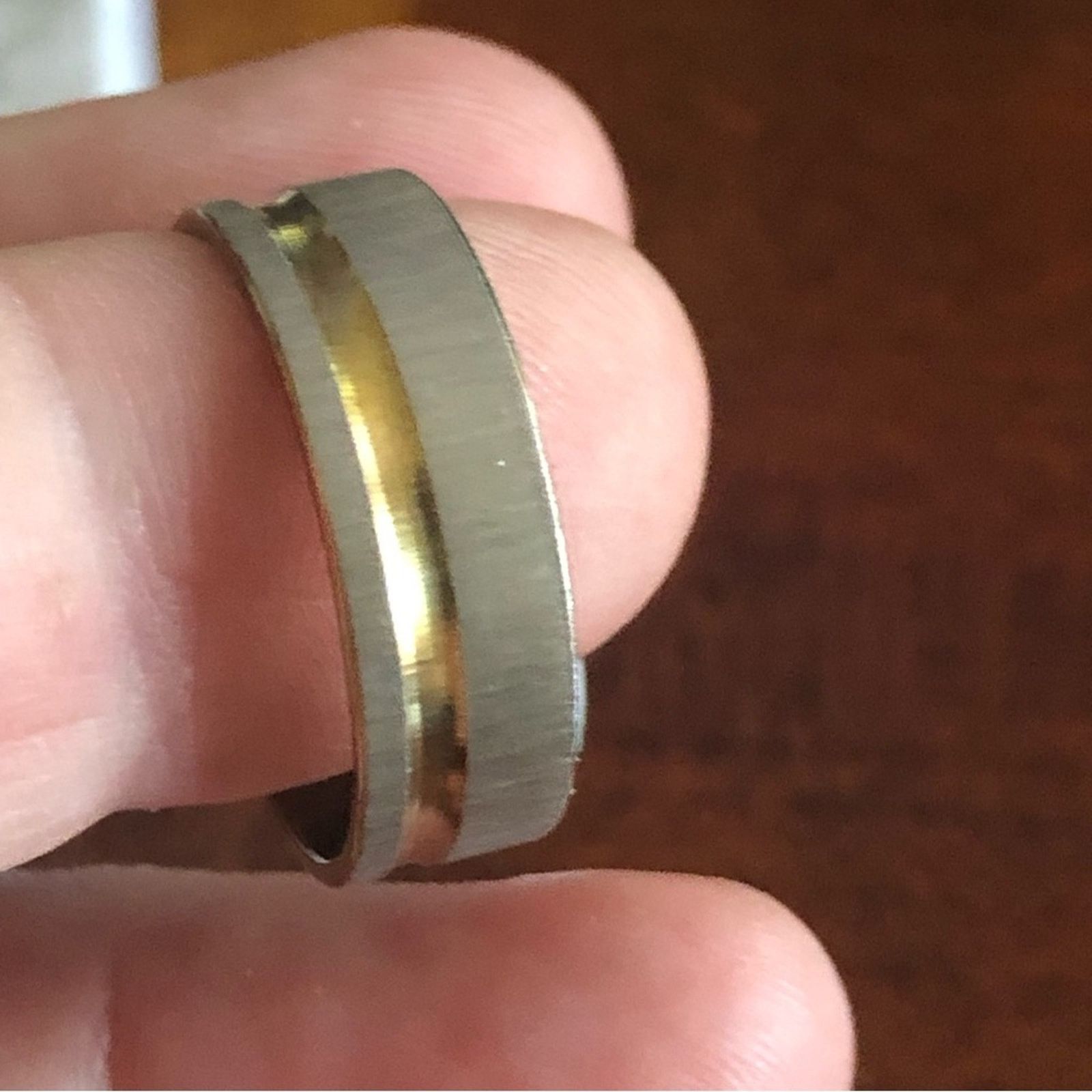 Jewelry Men’s brushed silver gold strip stainless ring NWT Size ONE SIZE - 4 Thumbnail