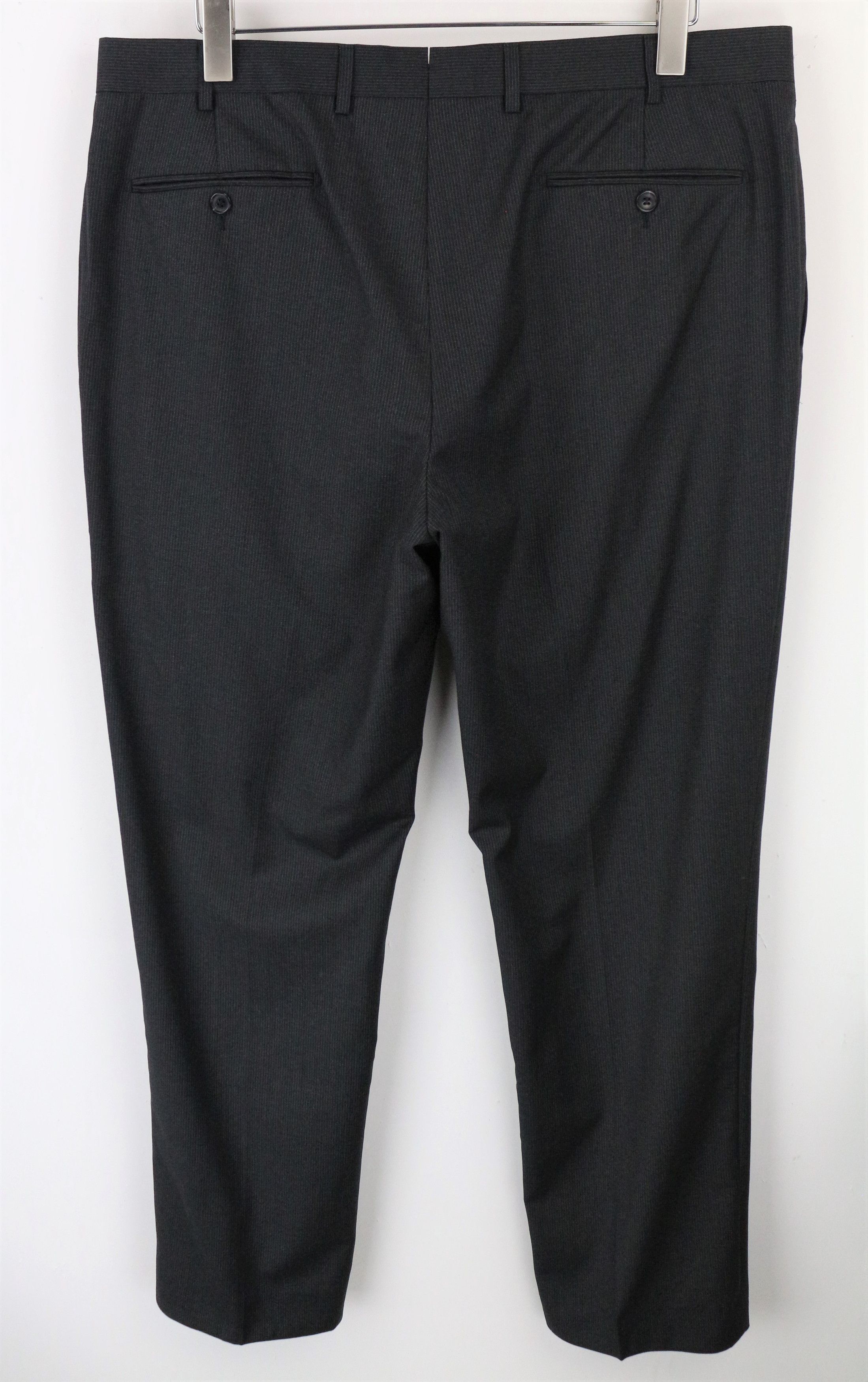 Suitsupply UK40S Dark Grey Wool Pinstriped Pleated Trousers 61145 Size 40S - 2 Thumbnail