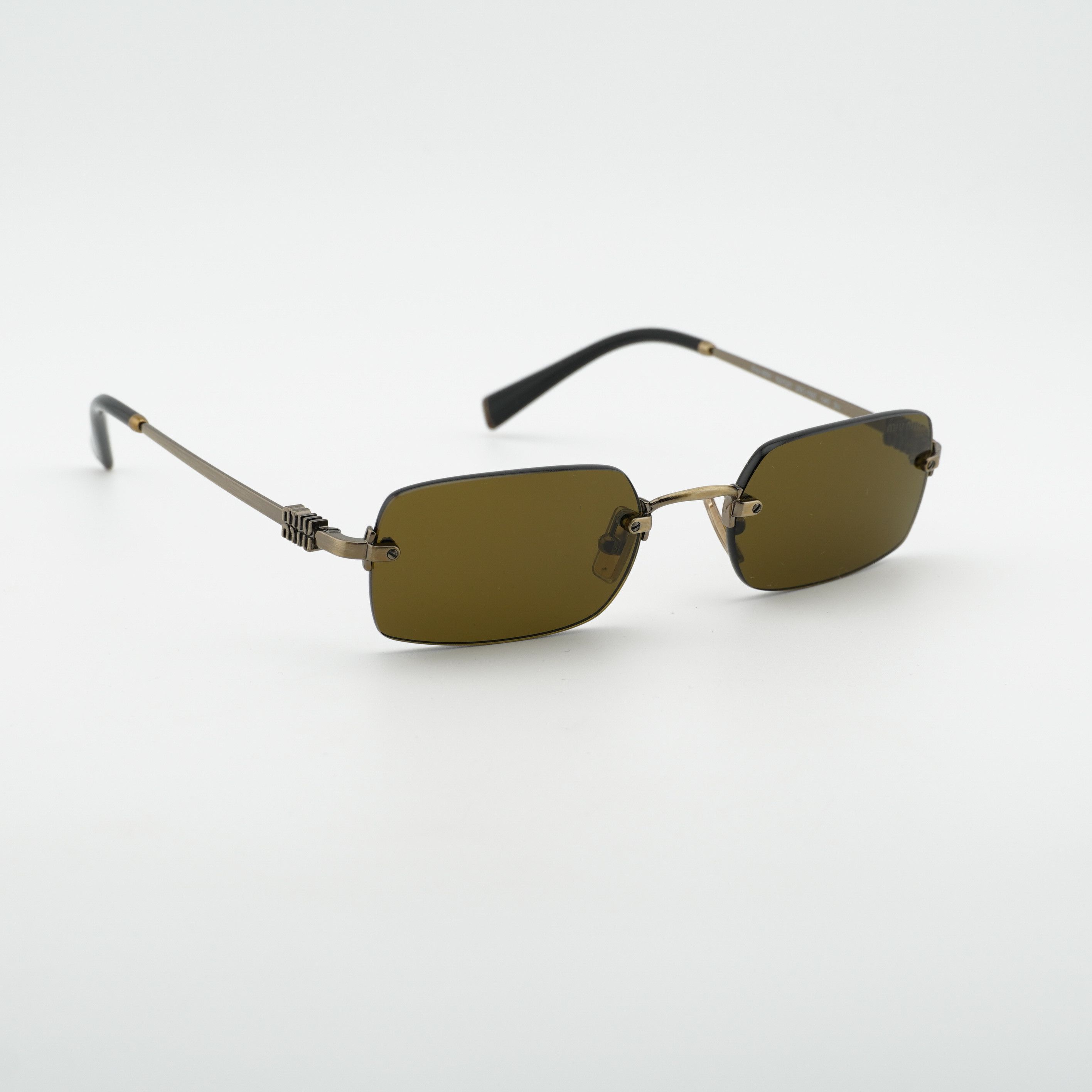 Miu Miu Miu Miu MUB50S 26C09Z Sunglasses Gold Rectangle Frame Size ONE SIZE - 1 Thumbnail
