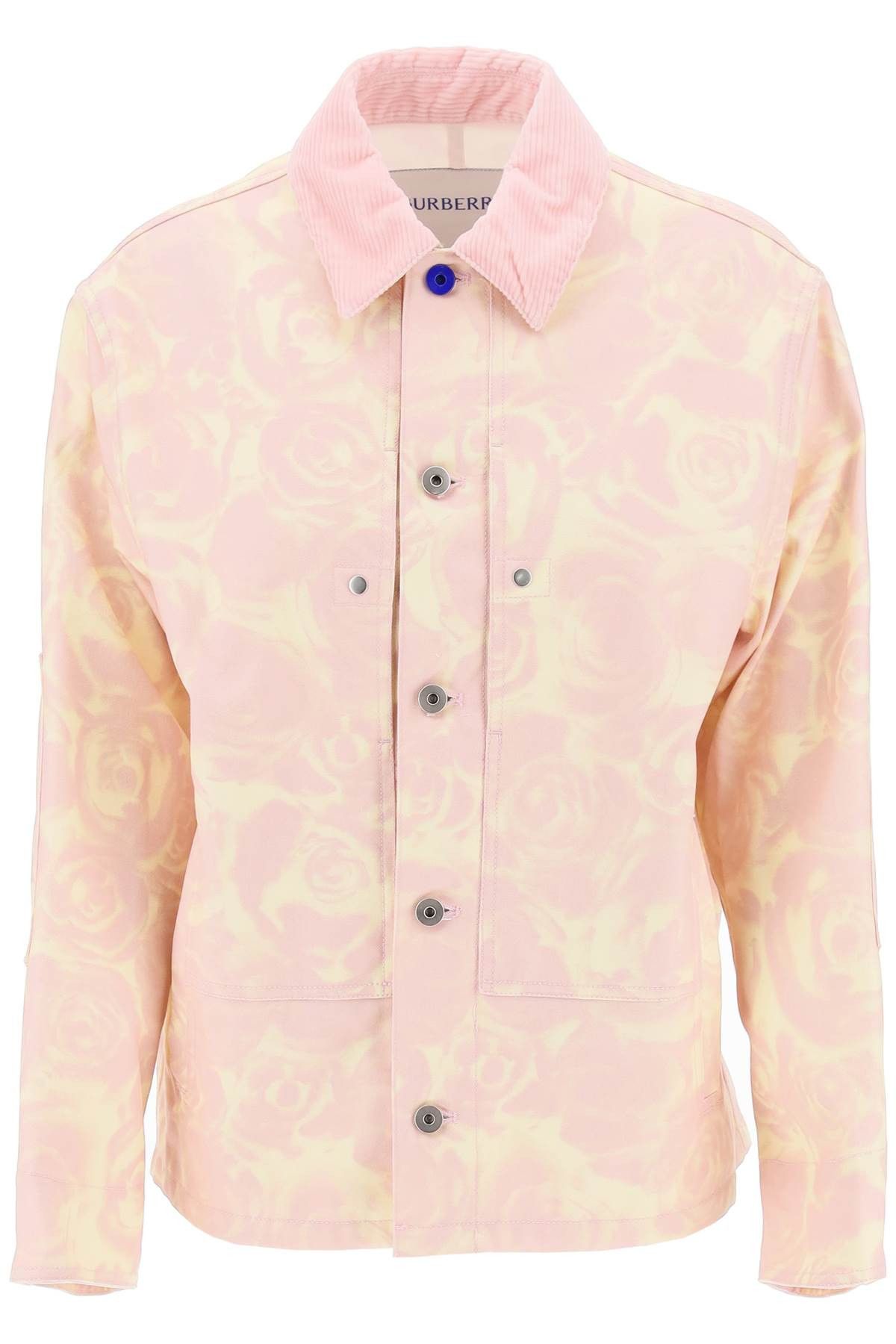image of Burberry "canvas Workwear Jacket With Rose Print in Cameo Ip Pattern, Women's (Size Small)