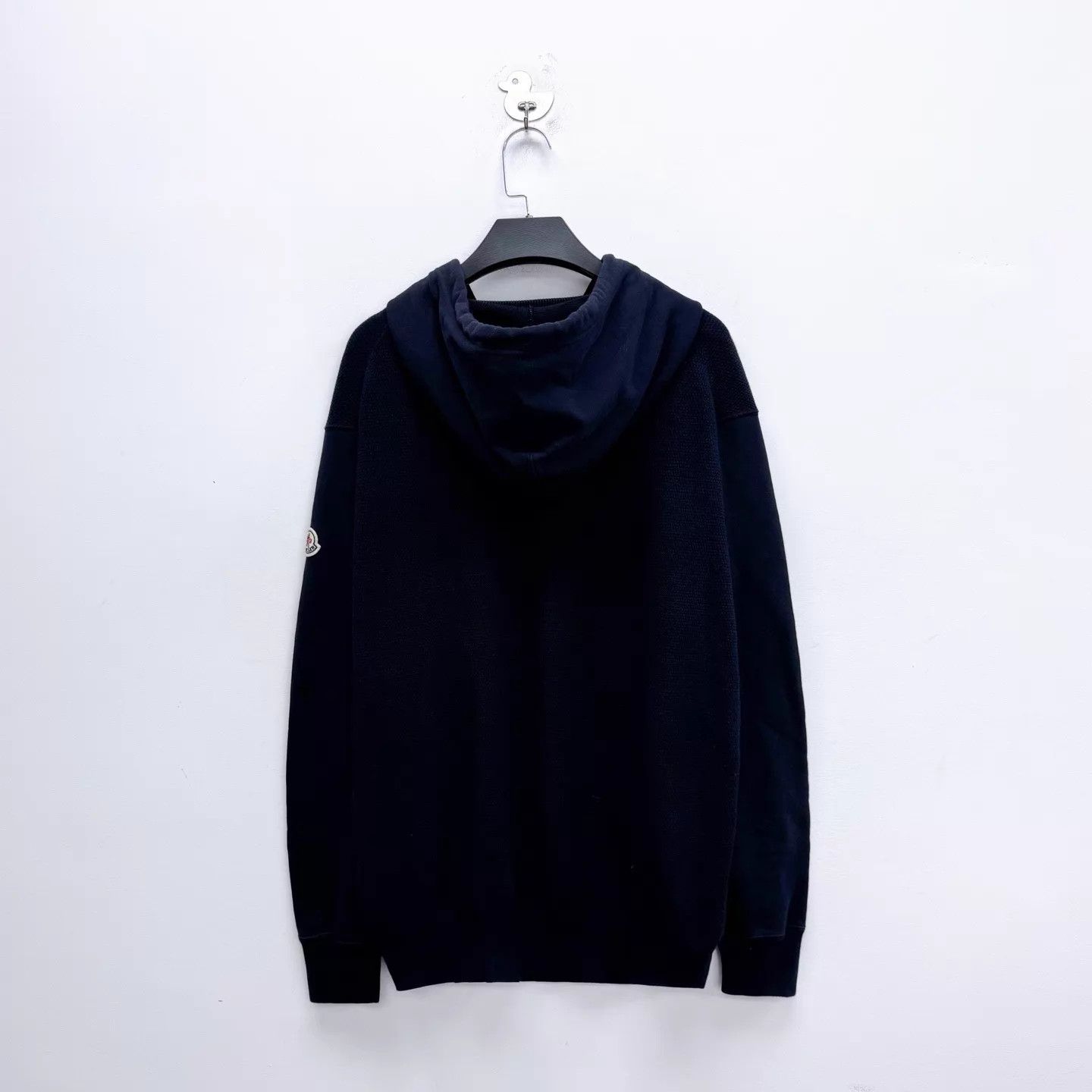 Moncler Moncler Navy Blue Knit Waffle Sleeve Logo Hoodie L Size US L / EU 52-54 / 3 - 2 Thumbnail