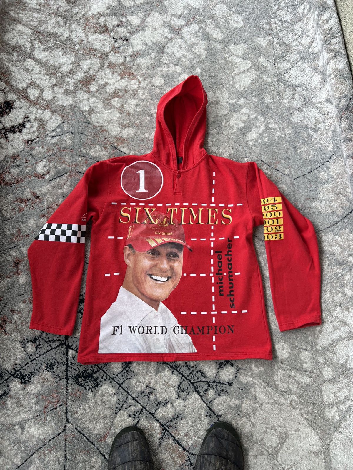 image of Michael Schumacher F1 World Champion Hoodie in Red, Men's (Size XL)