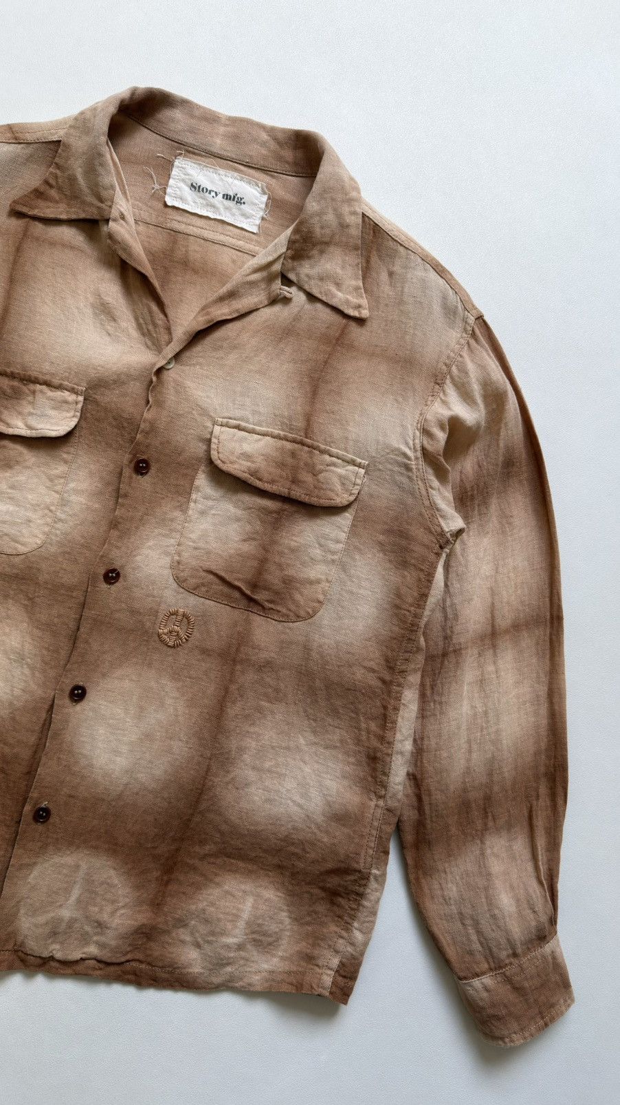 Story Mfg. Brown/Beige ‘Peace Tie Dye’ Print Shirt Size US S / EU 44-46 / 1 - 7 Thumbnail