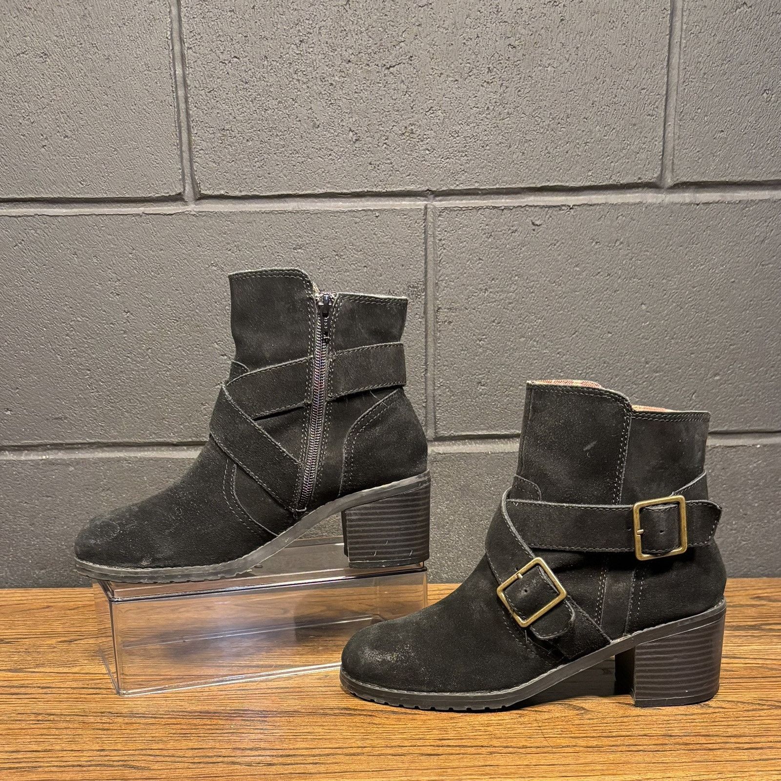 Bc Footwear Black Suede Block Heel Shoes Ankle Boots WomenS 8, Women's