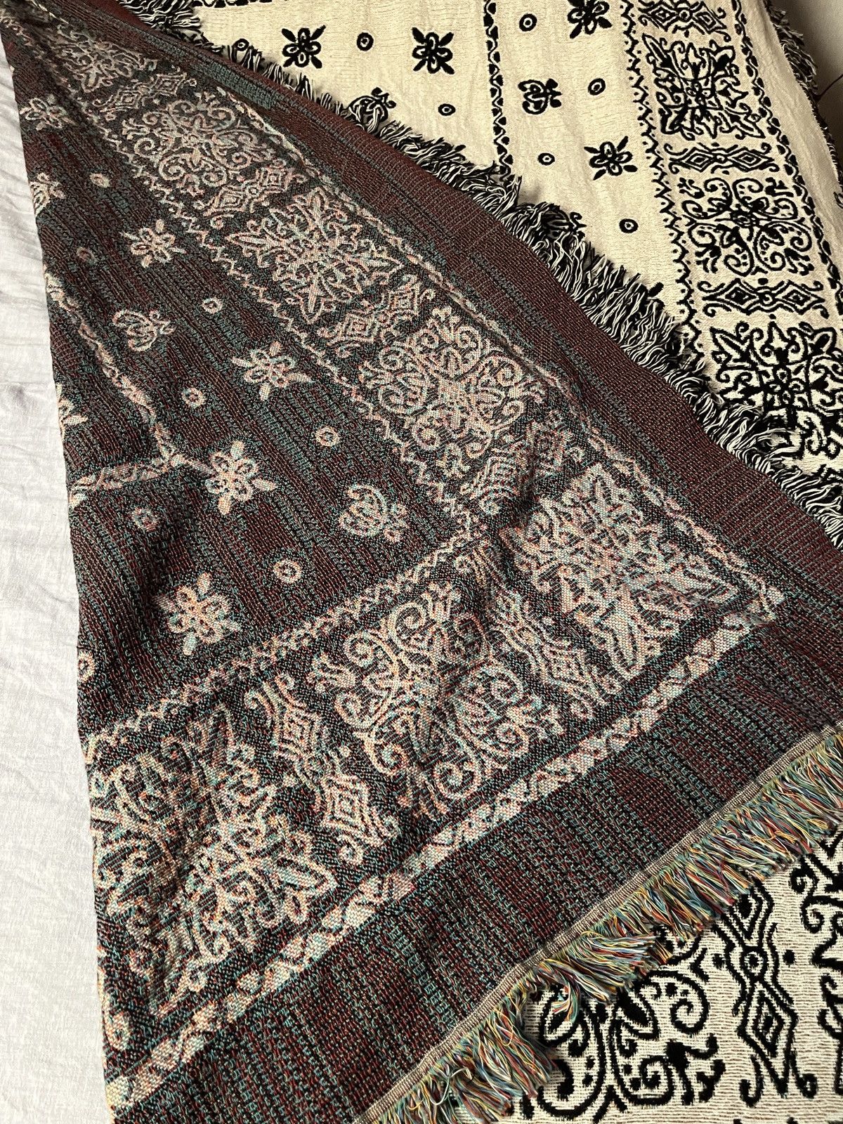Handmade Giant Bandana Blanket (Black & Cream) Size ONE SIZE - 8 Thumbnail